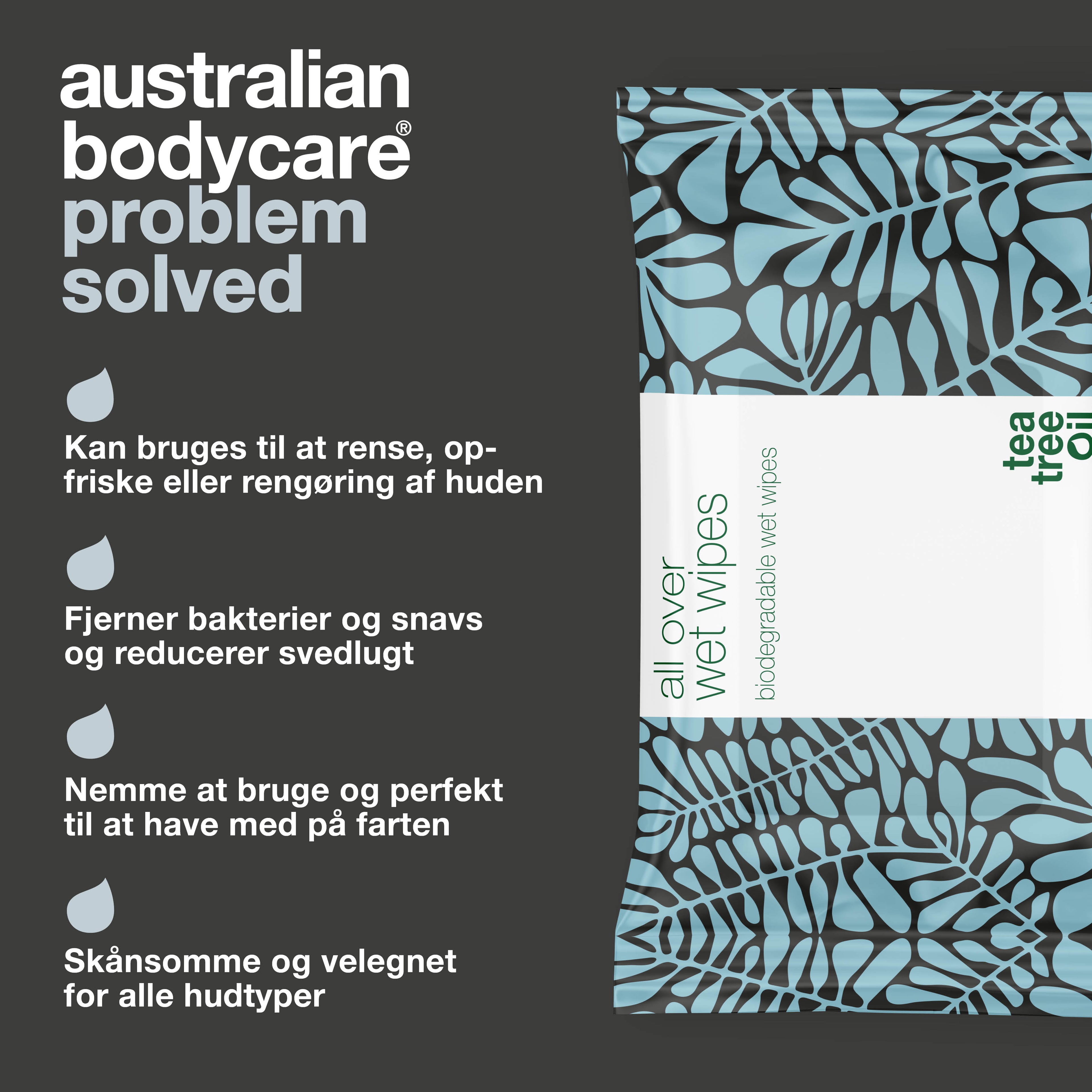 Tea Tree Oil Vådservietter (36 stk.) — Et effektivt produkt til at rense, opfriske eller rengøring af huden