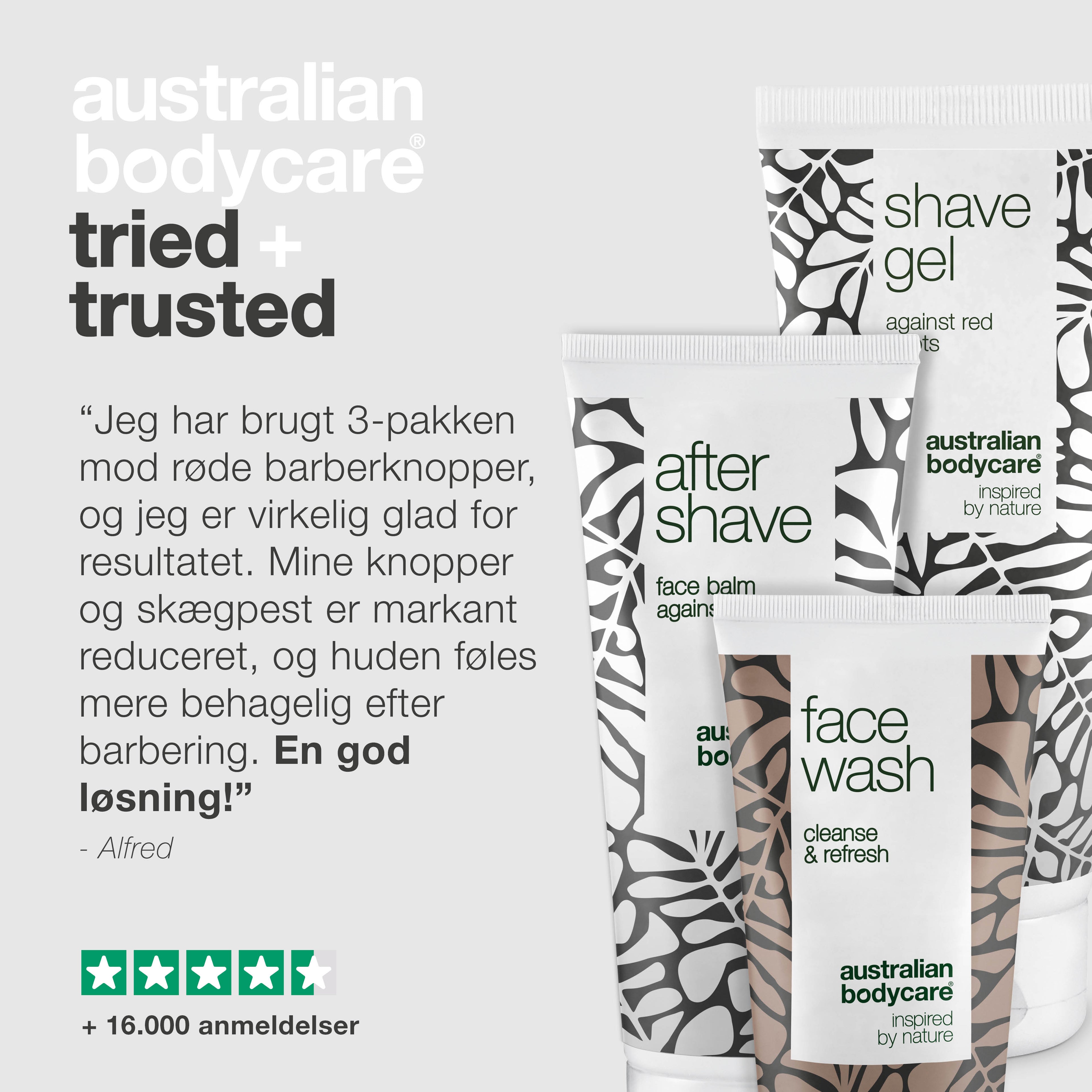 3 pak mod røde barberknopper i ansigt — Barbering fri for knopper, skægpest og indgroede hår