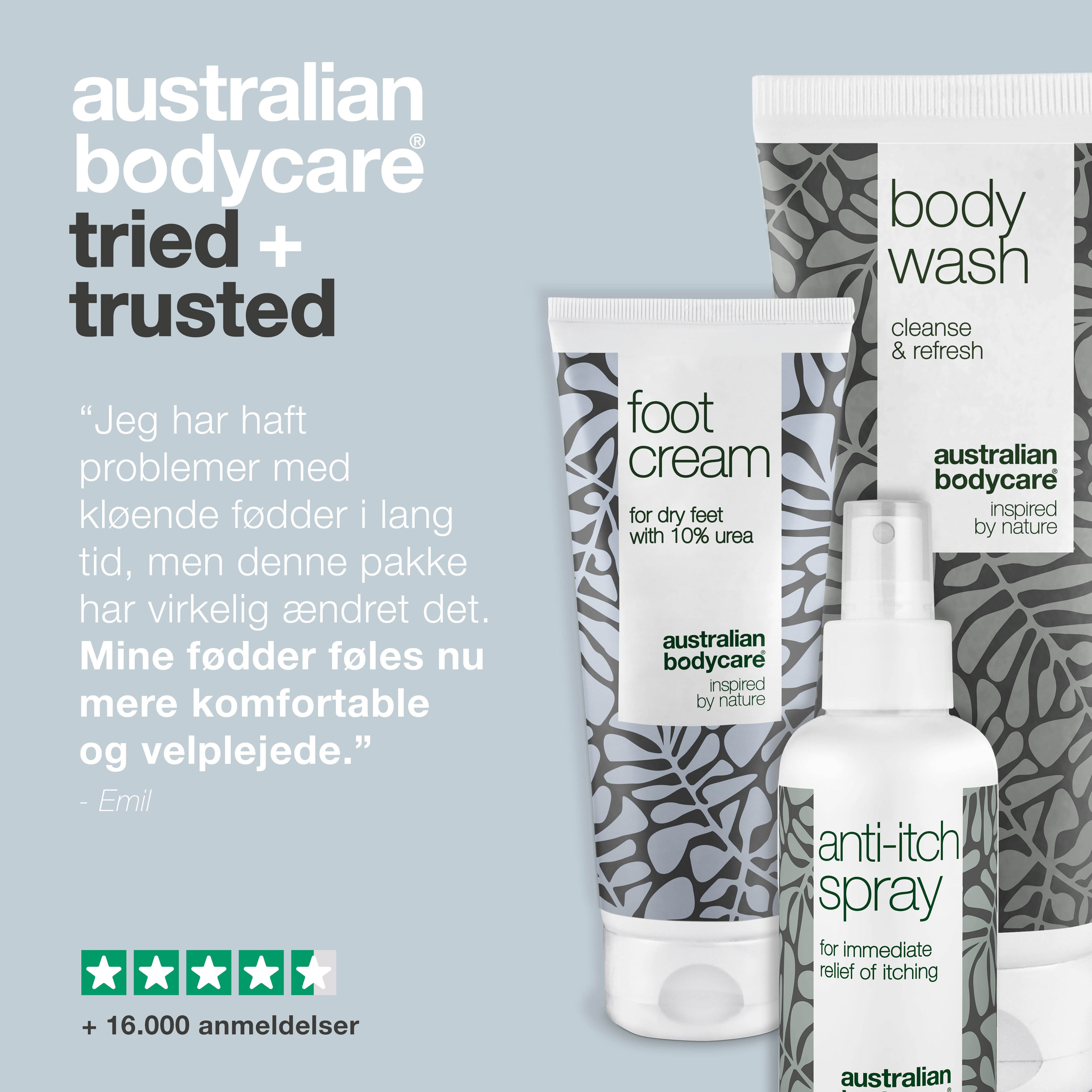 3 produkter til kløe under fødderne — Pakke til daglig pleje ved kløende fødder