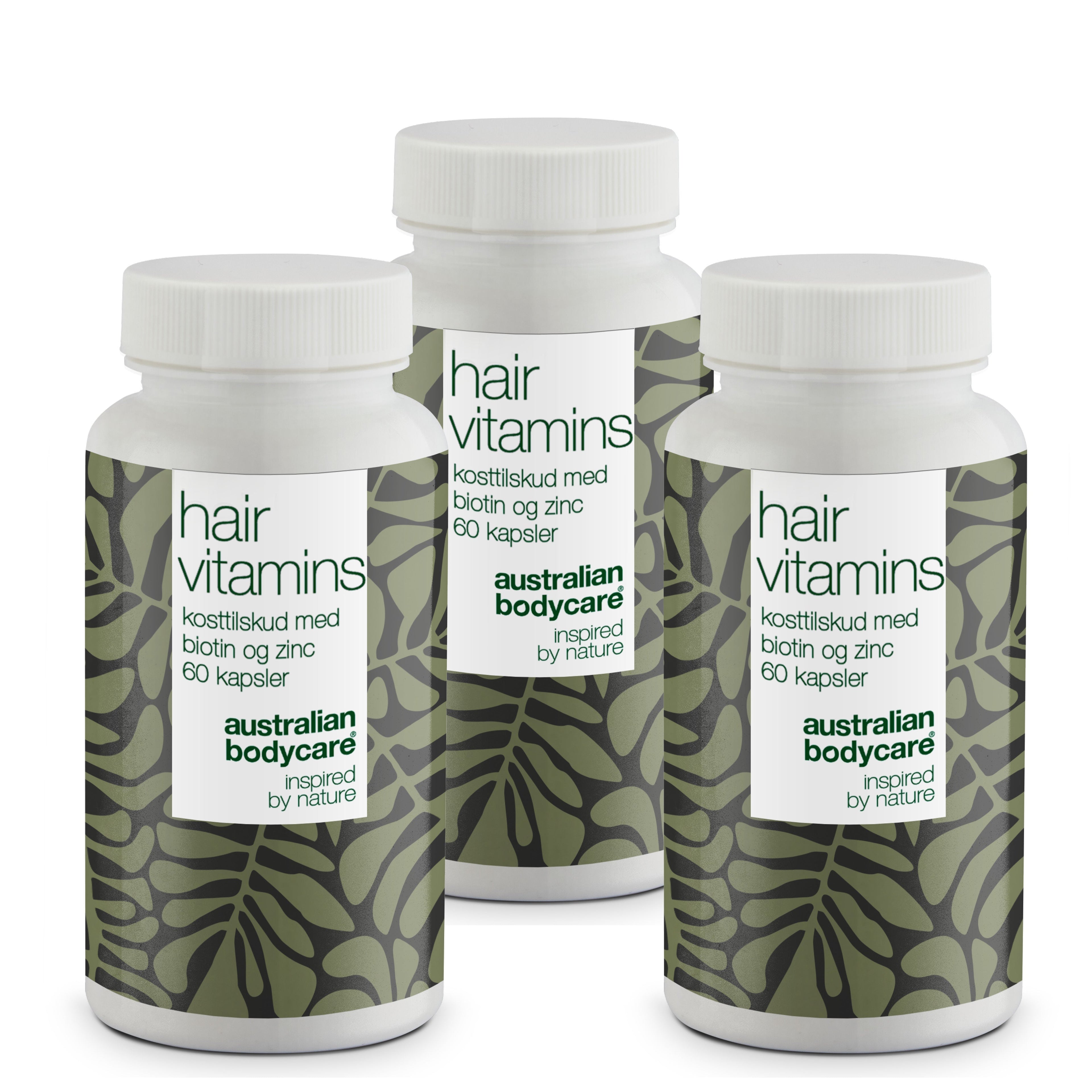 Hårvitaminer med Biotin — Vitaminer med højt indhold af biotin, som bidrager til at vedligeholde et normalt hår.