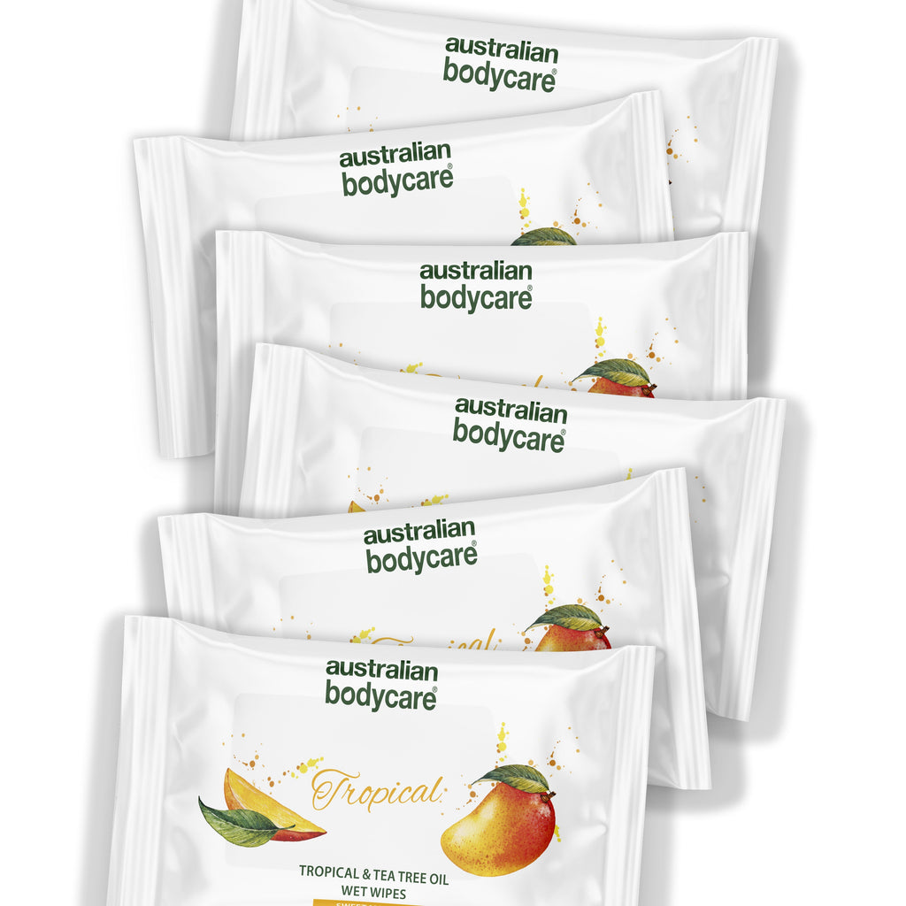 Tropical Wet Wipes with Mango &amp; Tea Tree Oil 24 pcs. — For daily cleansing of body and face