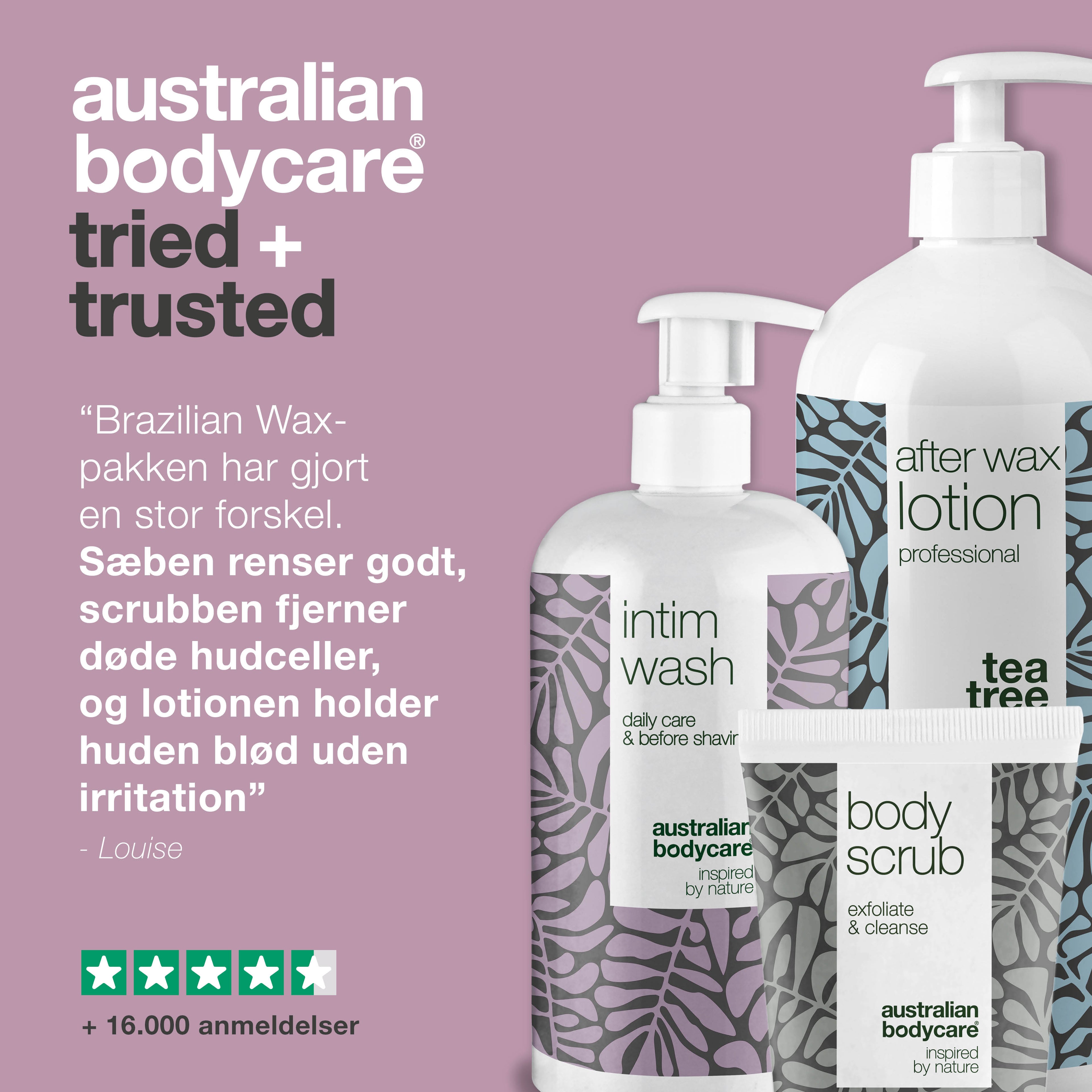 Brazilian Wax pakke — 3 produkter til voksbehandling i intimområdet og bikinilinje