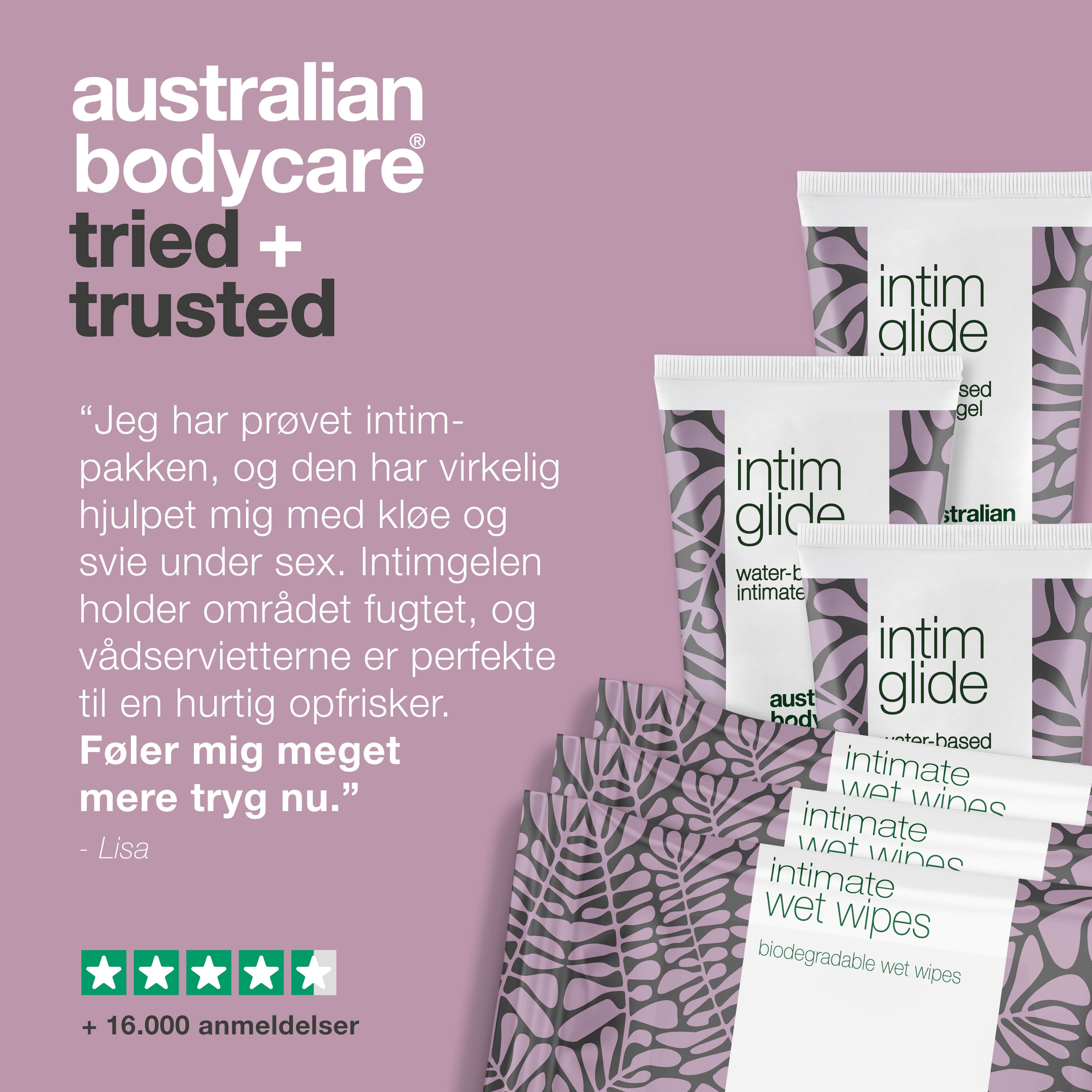 6-pak til pleje af svie under og efter samleje — Intimpakke mod svie, kløe, tørhed og uønsket lugt fra underliv