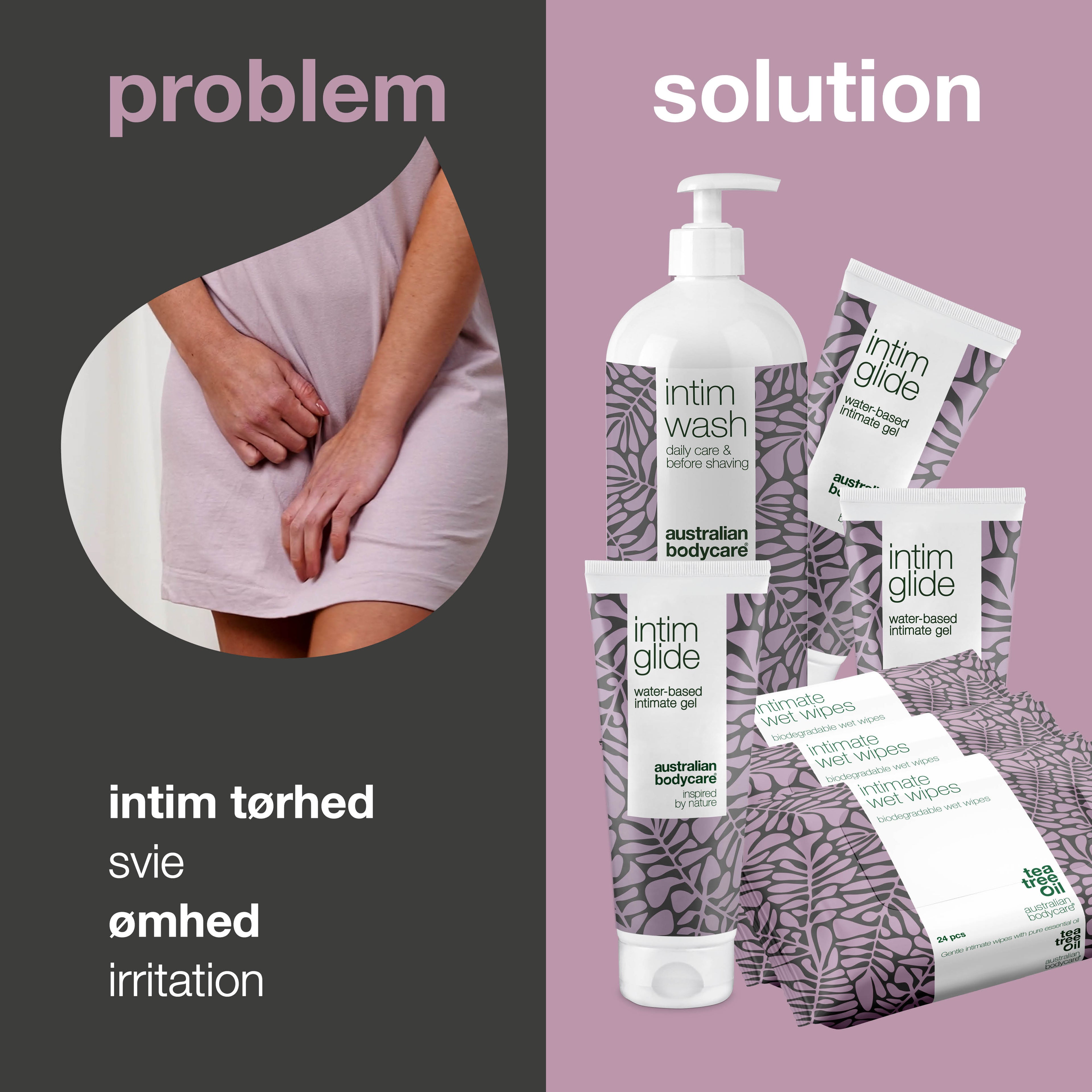 Pakke til pleje før, under og efter sex — Intimprodukter til pleje ved intim irritation i forbindelse med sex