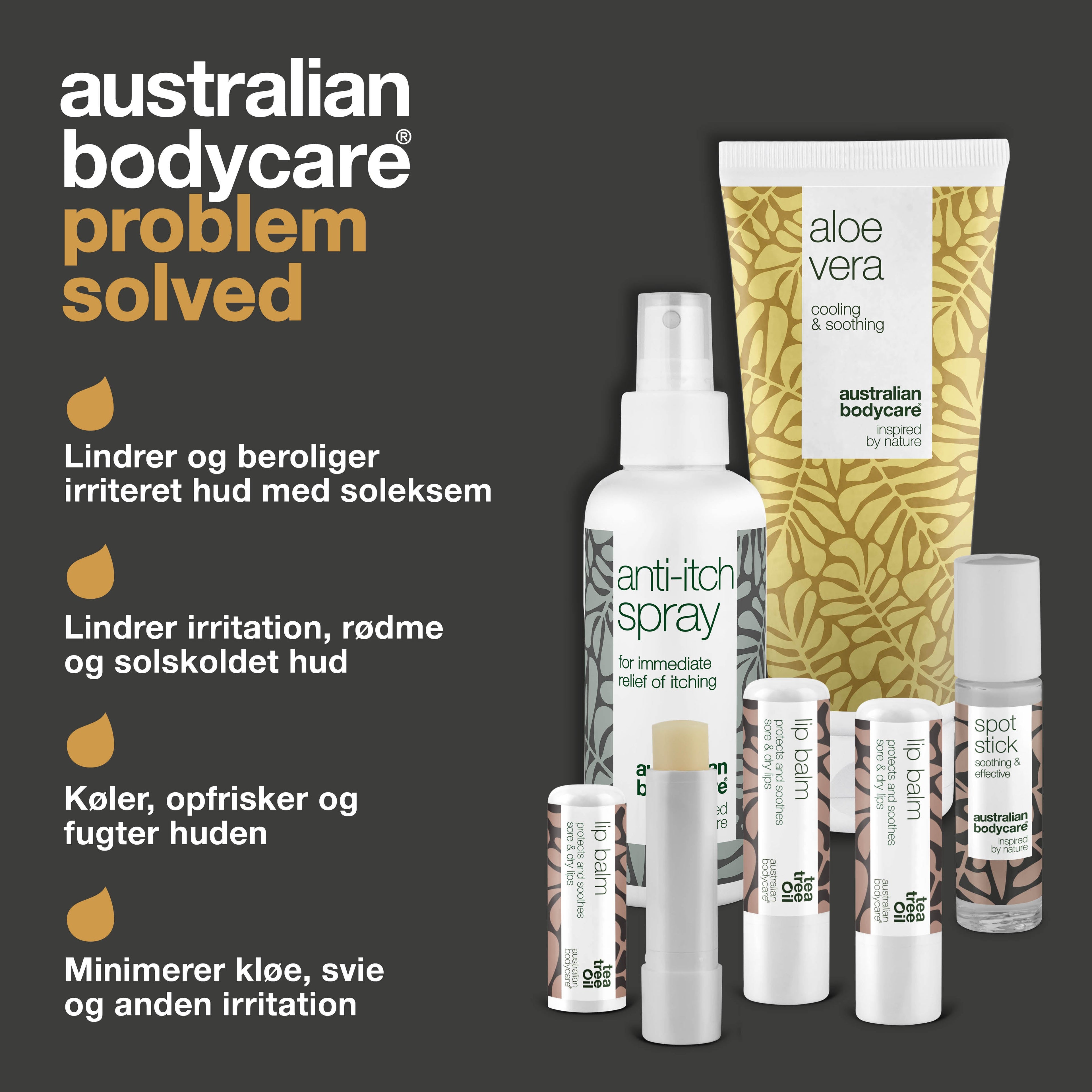 Sommerpakke — Produkter til pleje ved solskoldning eller insektbid