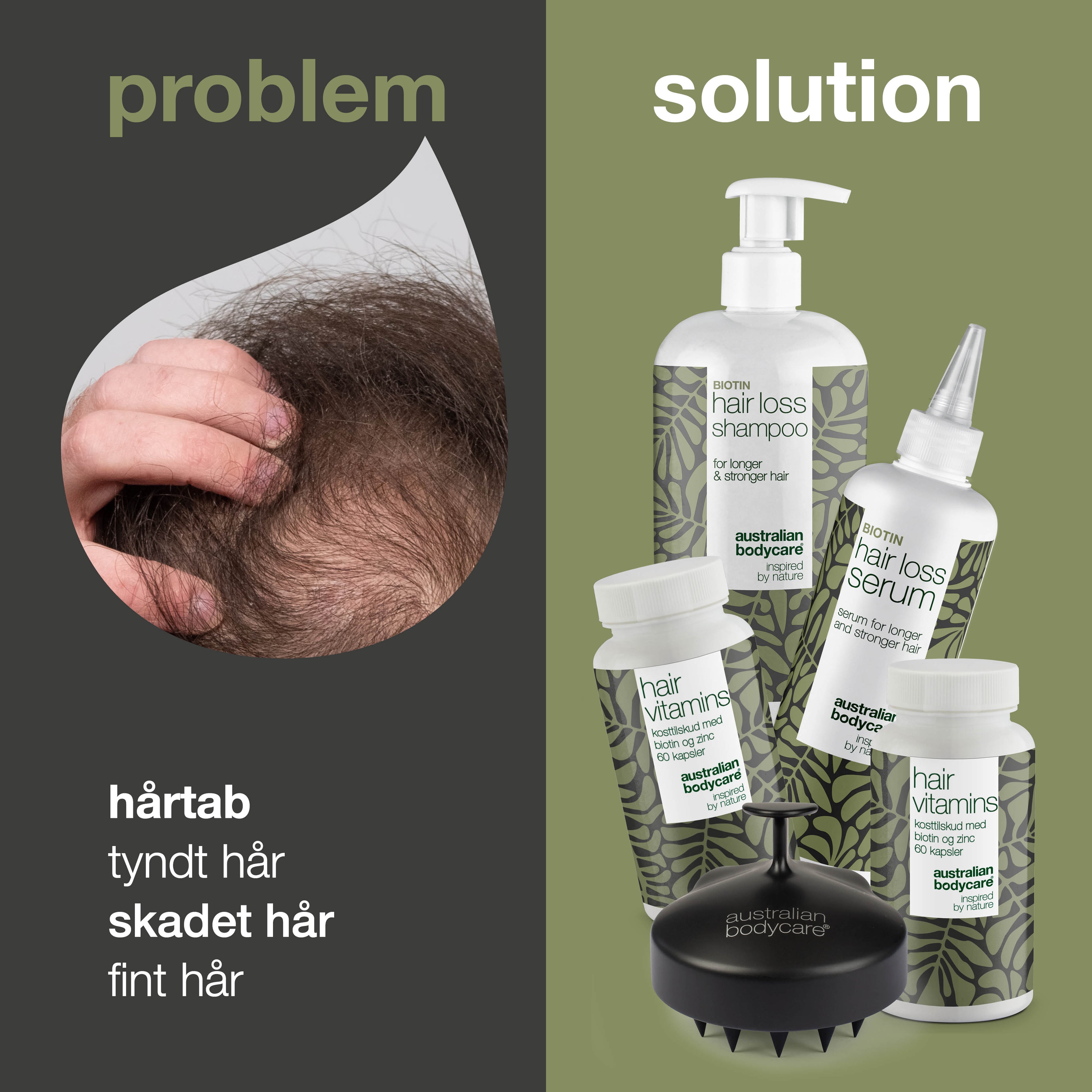 Komplet hårtabspakke med XL produkter — 5 produkter til daglig pleje ved hårtab, fint og tyndt hår