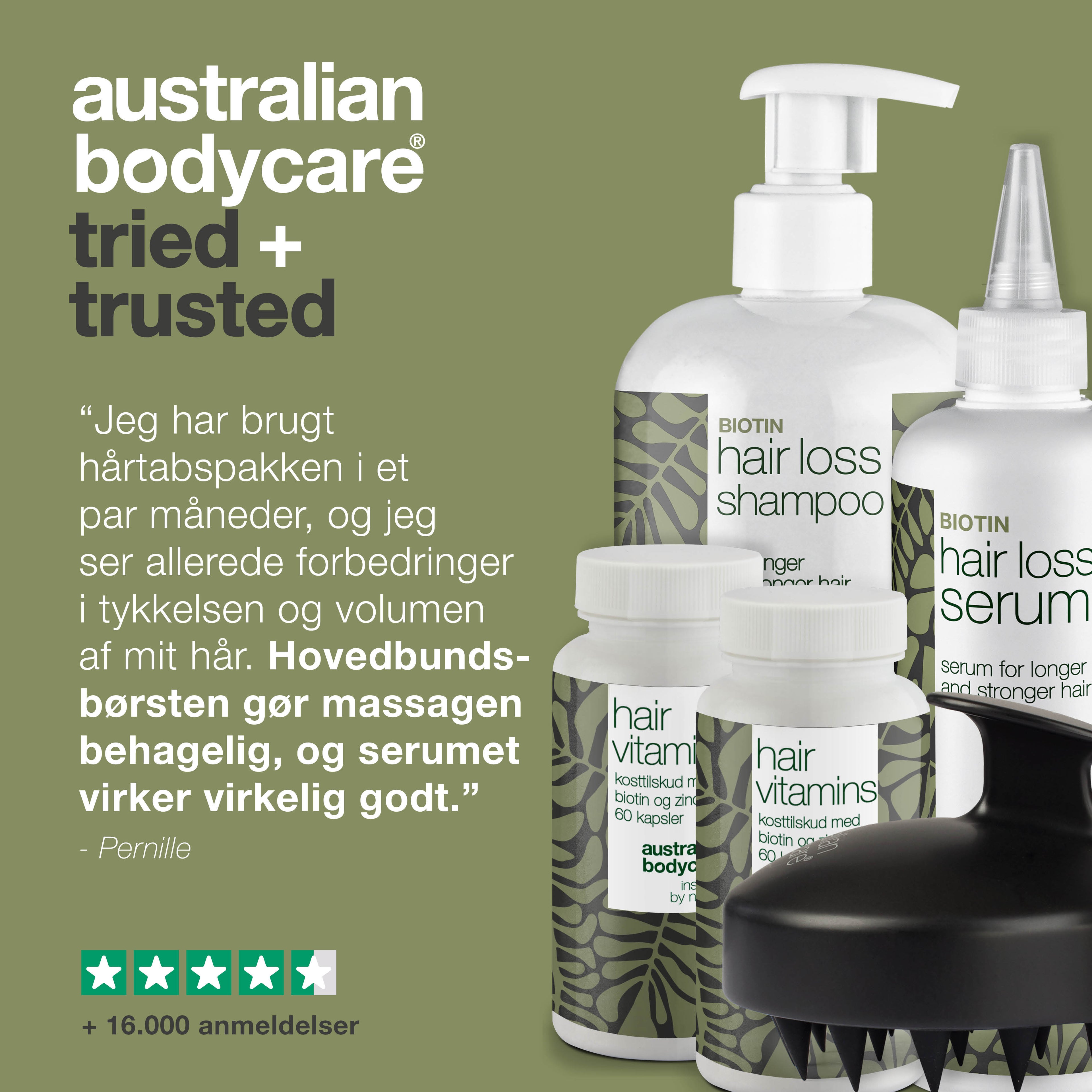 Komplet hårtabspakke med XL produkter — 5 produkter til daglig pleje ved hårtab, fint og tyndt hår