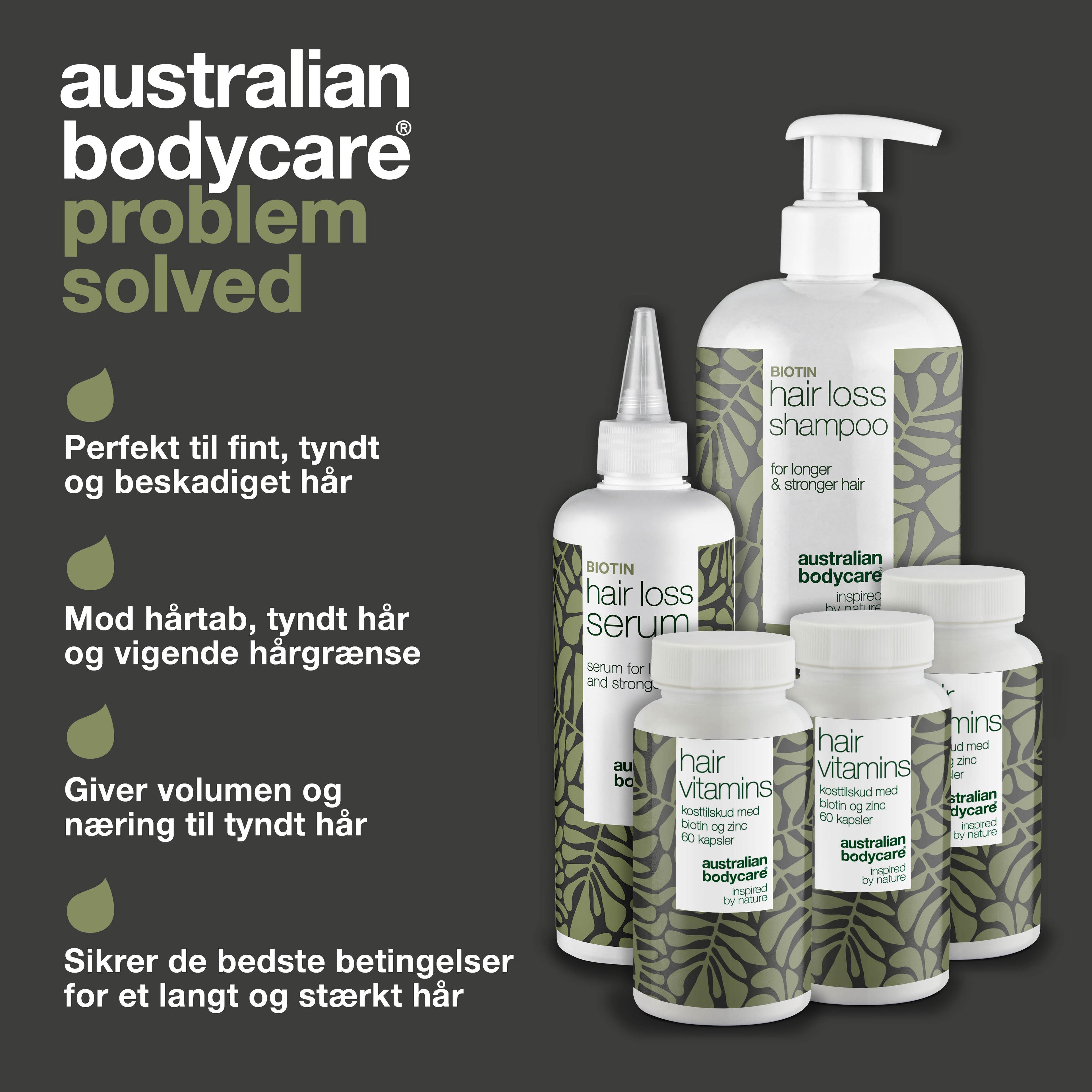 XL pakke til hårtab — 5 hårtabsprodukter med Biotin til tyndt hår