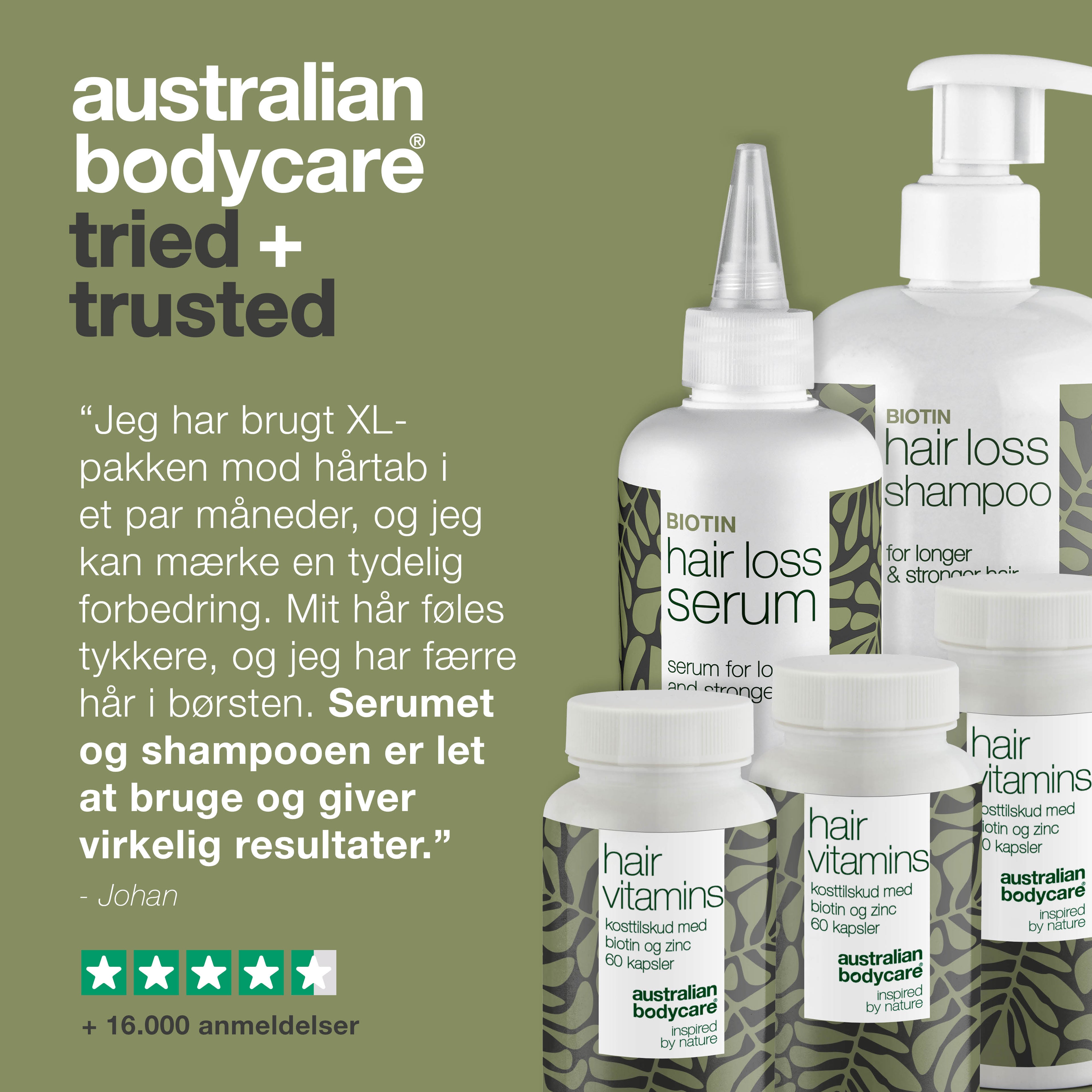 XL pakke til hårtab — 5 hårtabsprodukter med Biotin til tyndt hår
