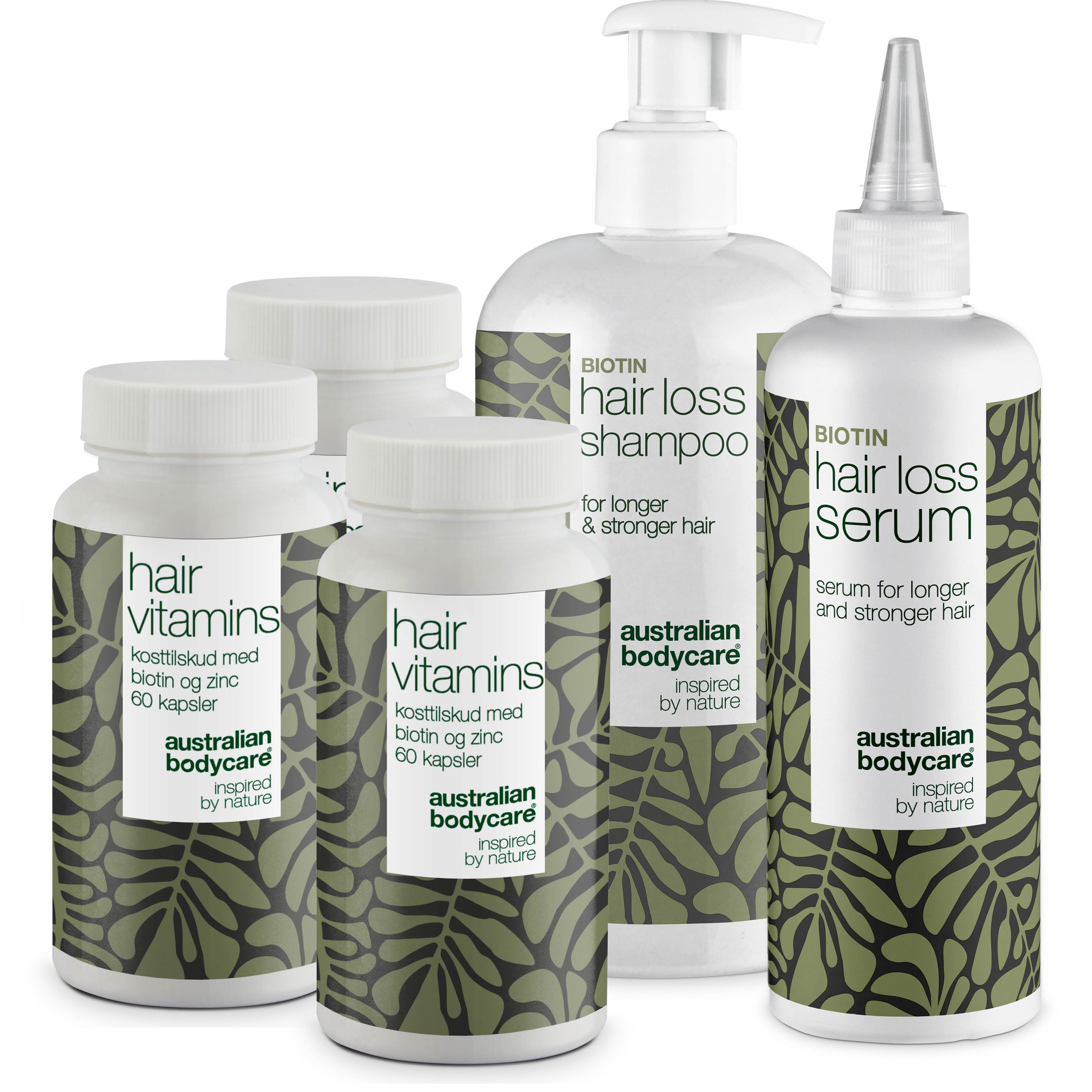 XL pakke til hårtab — 5 hårtabsprodukter med Biotin til tyndt hår