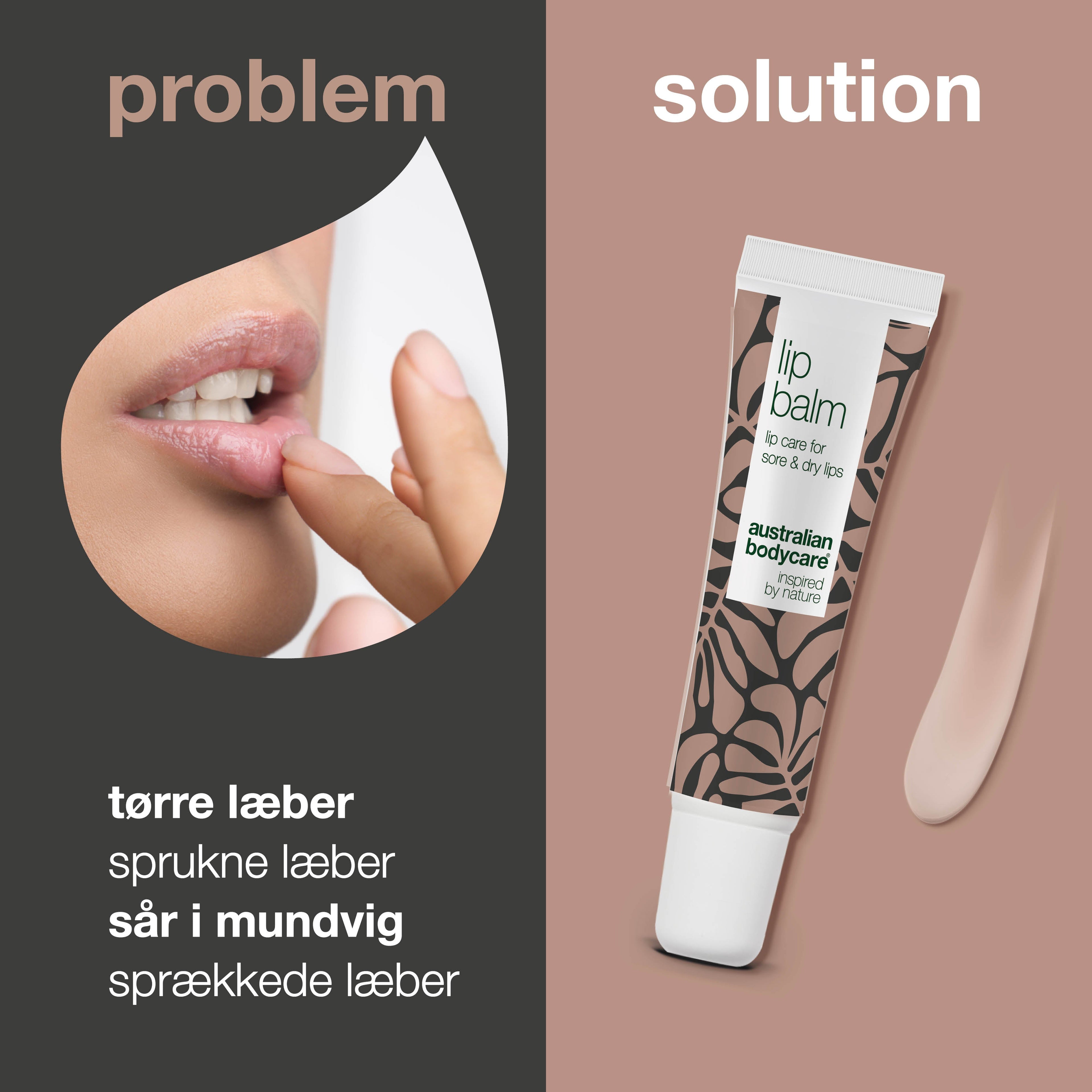 Læbepomade til pleje af tørre læber — Lip balm med Tea Tree Oil til tørre læber og pleje ved forkølelsessår