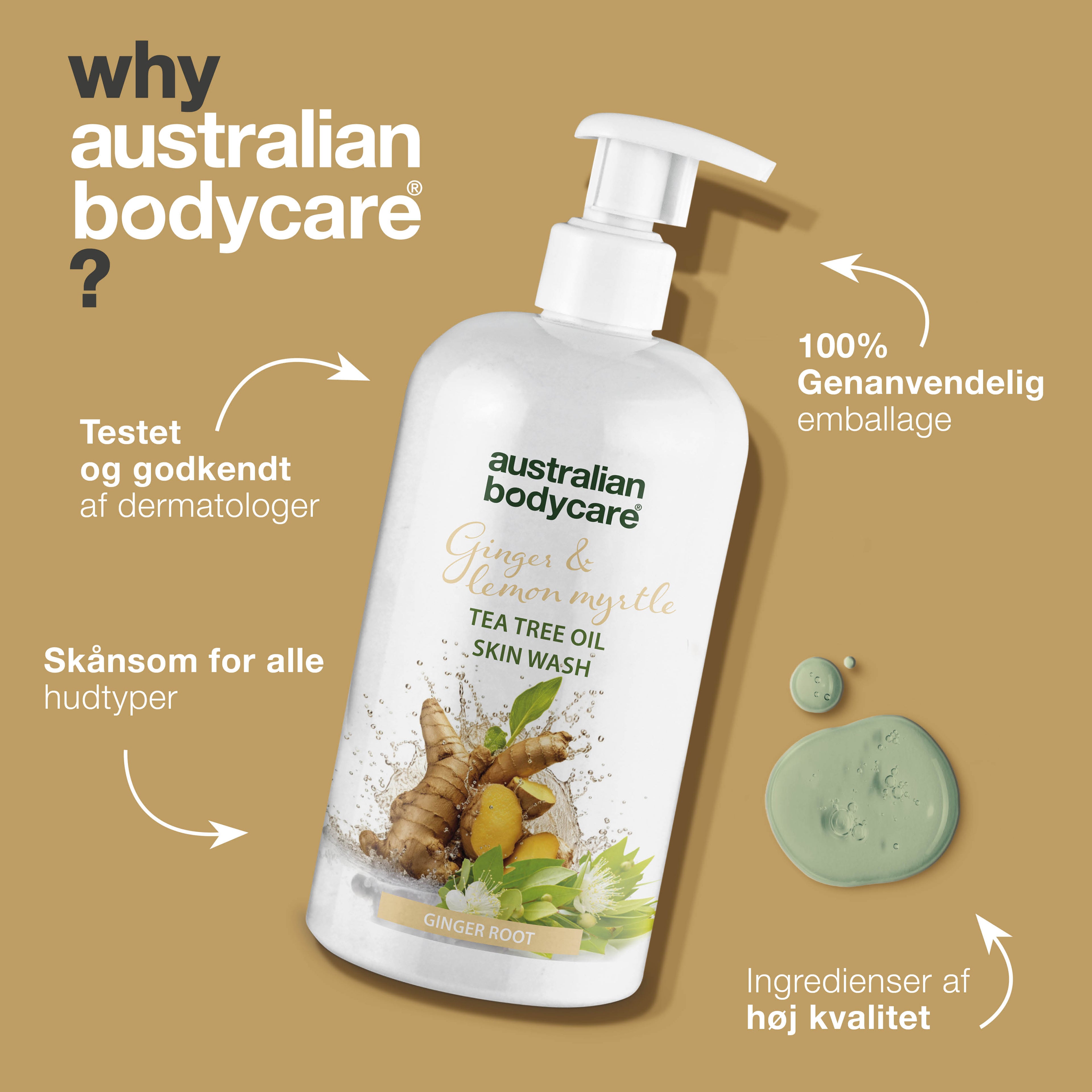 Professionel Ginger & Lemon Skin Wash — Professionel body wash med Tea Tree Oil og Ingefær