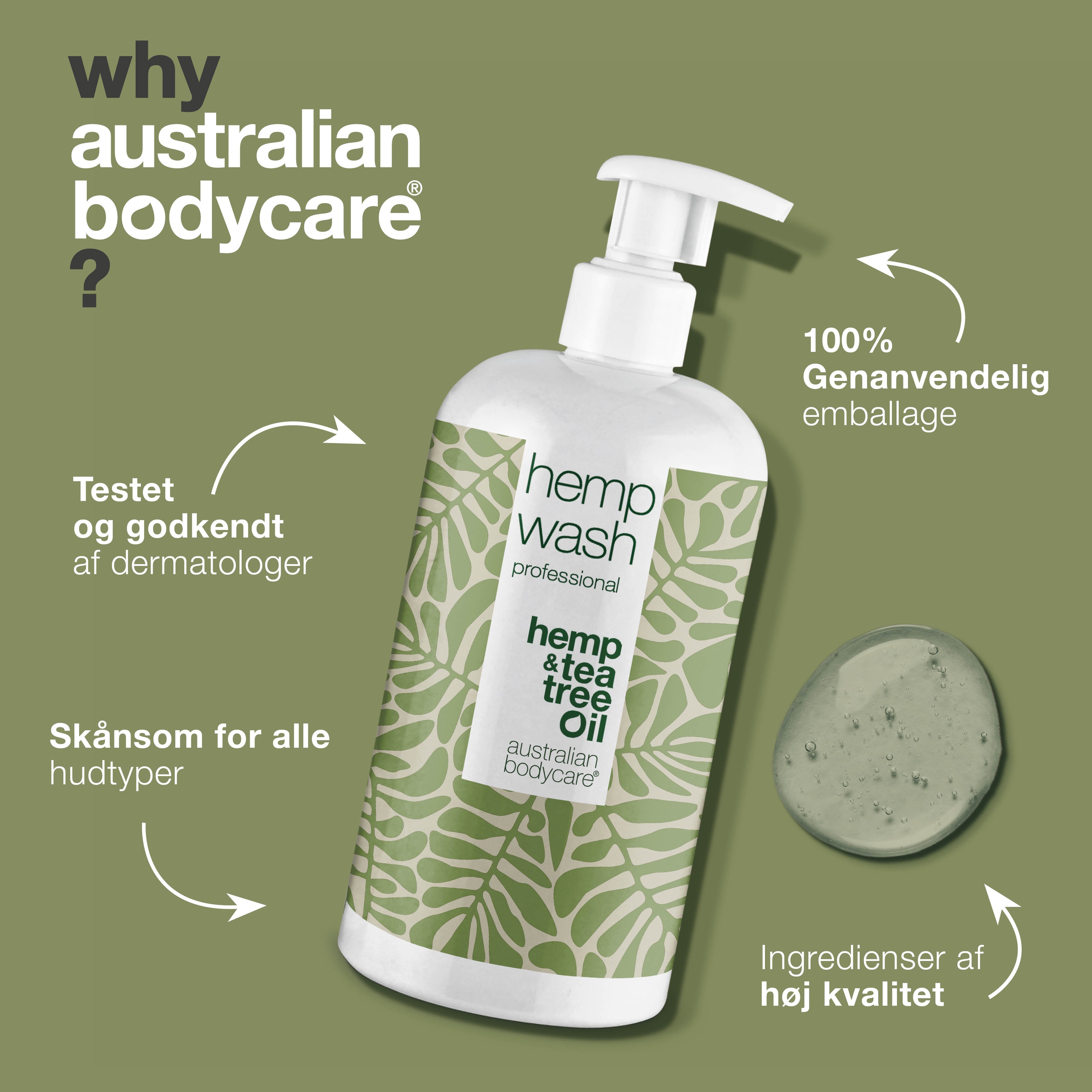 Hamp Shower Gel til uren hud — Body Wash med hamp olie mod tør og fedtet hud