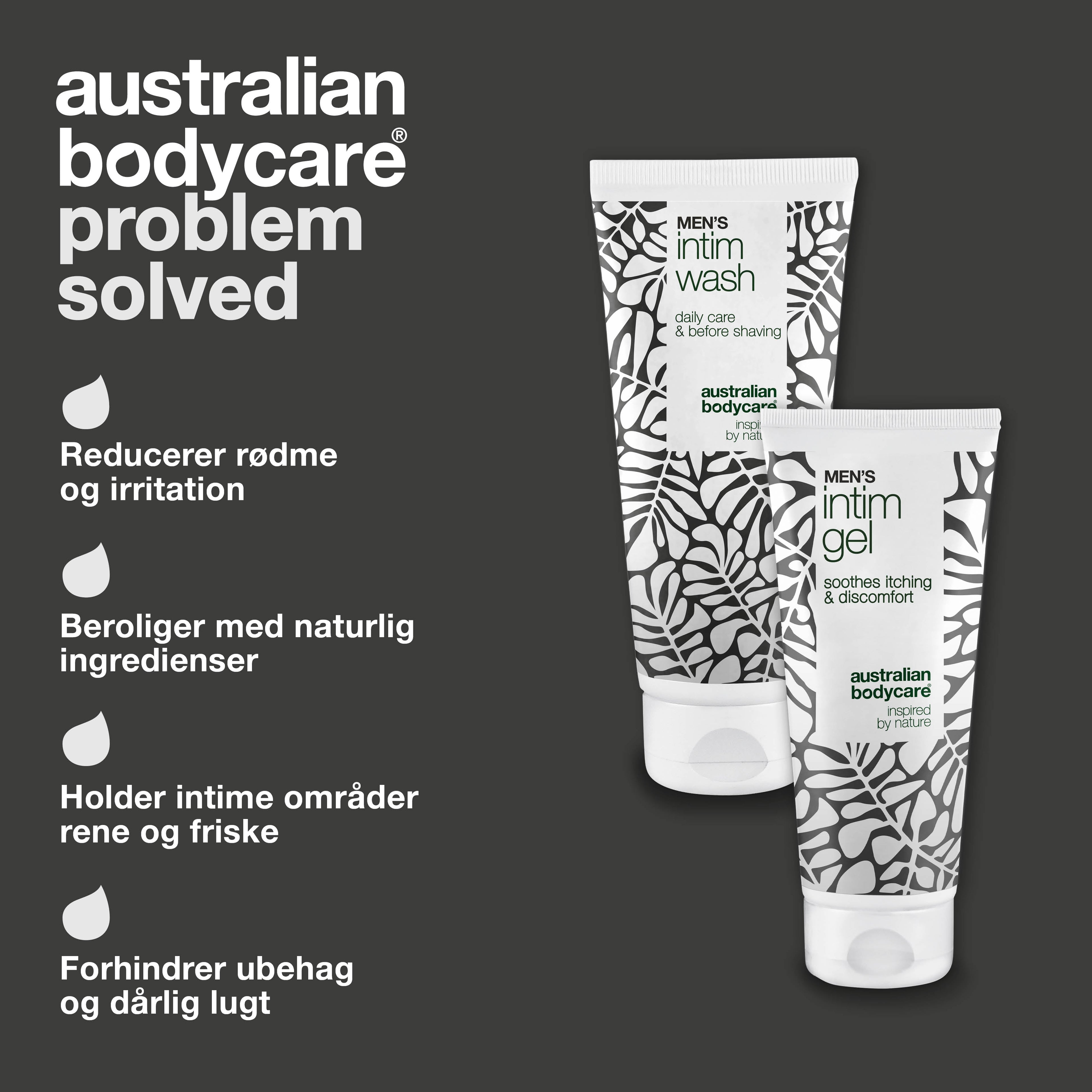 Pakke mod rød forhud - Skånsom intimvask og pleje — Lindr rød og irriteret forhud med vores pakke. Men's Intimate Wash og Intim Gel sikrer effektiv pleje og hygiejne.