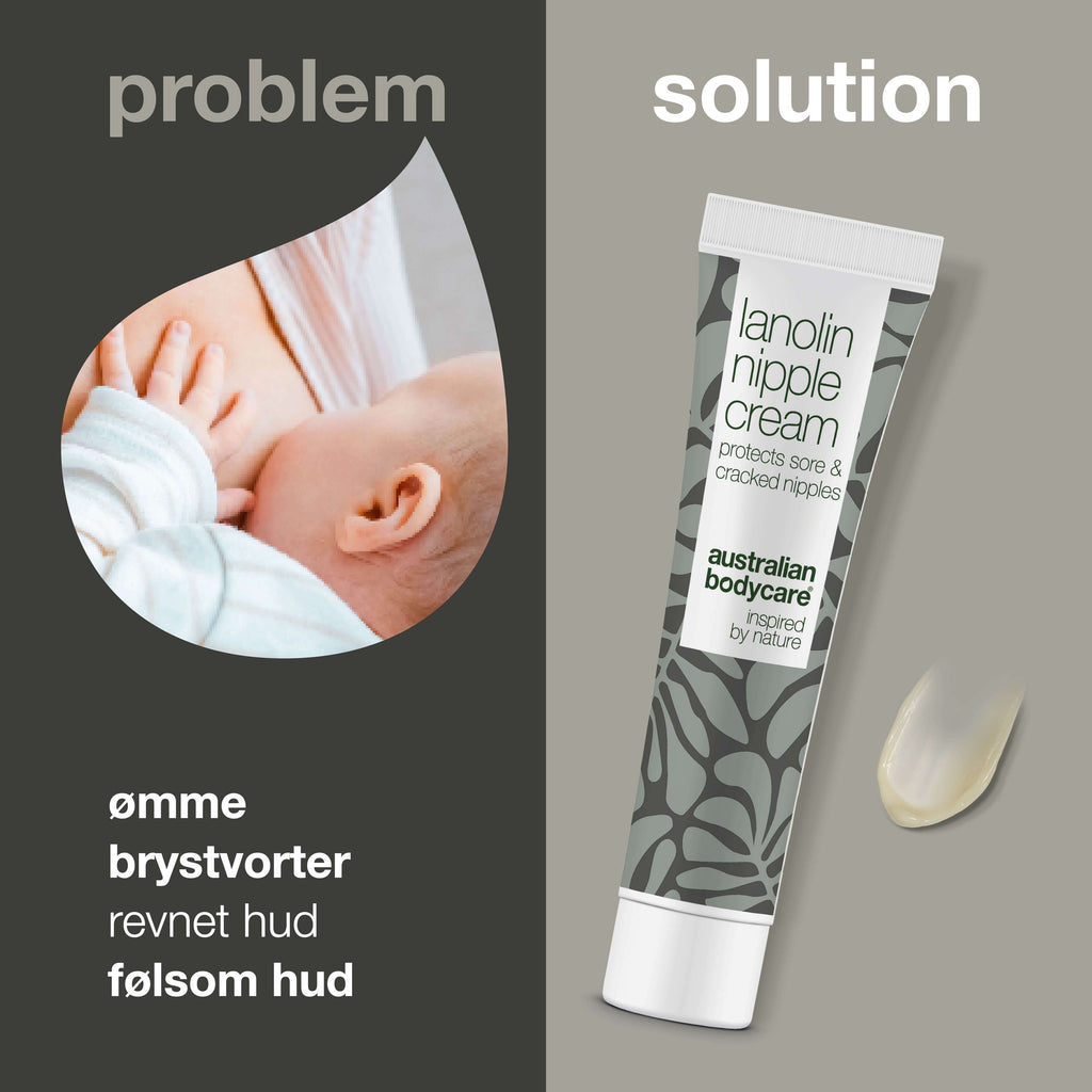 Lanolin Nippelcreme til tørre og ømme brystvorter — Fugtgivende lanolincreme til pleje af tørre brystvorter. Perfekt til amning.