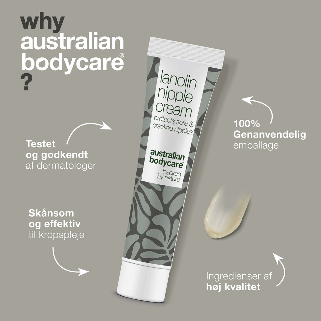Lanolin Nippelcreme til tørre og ømme brystvorter — Fugtgivende lanolincreme til pleje af tørre brystvorter. Perfekt til amning.