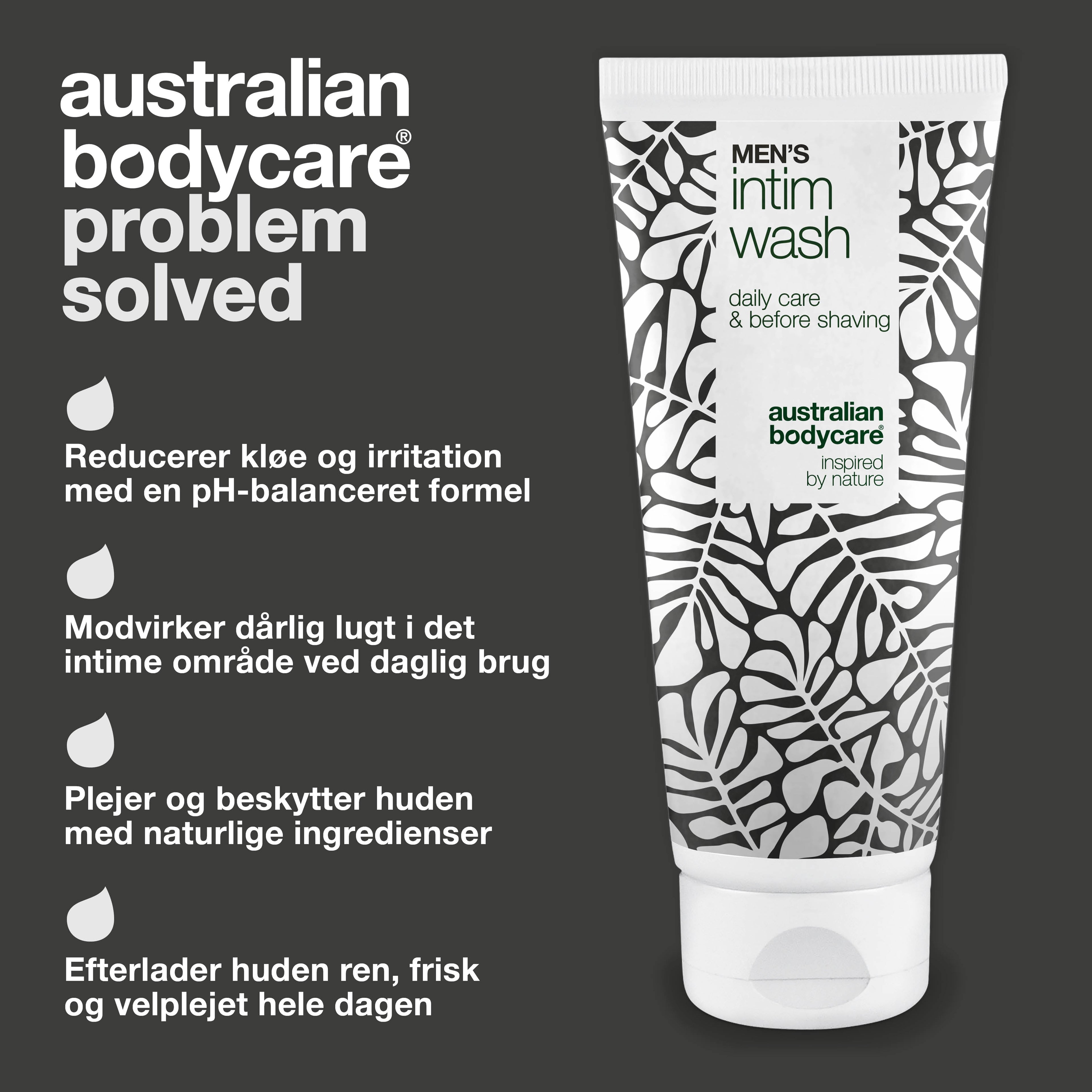 Intimsæbe mænd – Skånsom pleje til daglig intimhygiejne — Effektiv intimsæbe til mænd. Hjælper mod irritation og ubehag i skridtet. Naturlige ingredienser for en sund og velplejet hud.