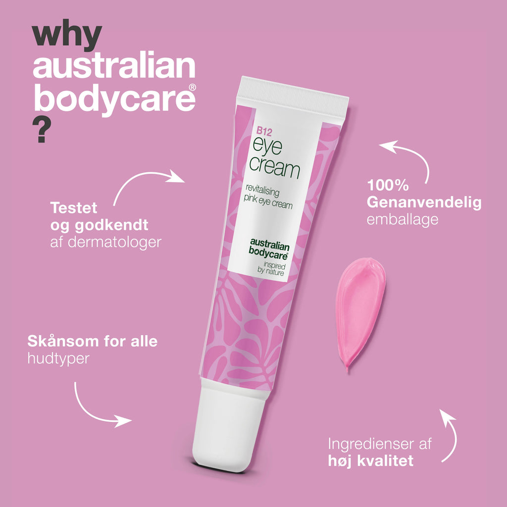 B12 Øjencreme mod poser, mørke rander og fine linjer — B12 øjencreme, der effektivt reducerer poser, mørke rande og fine linjer. Fugtgivende og opstrammende.