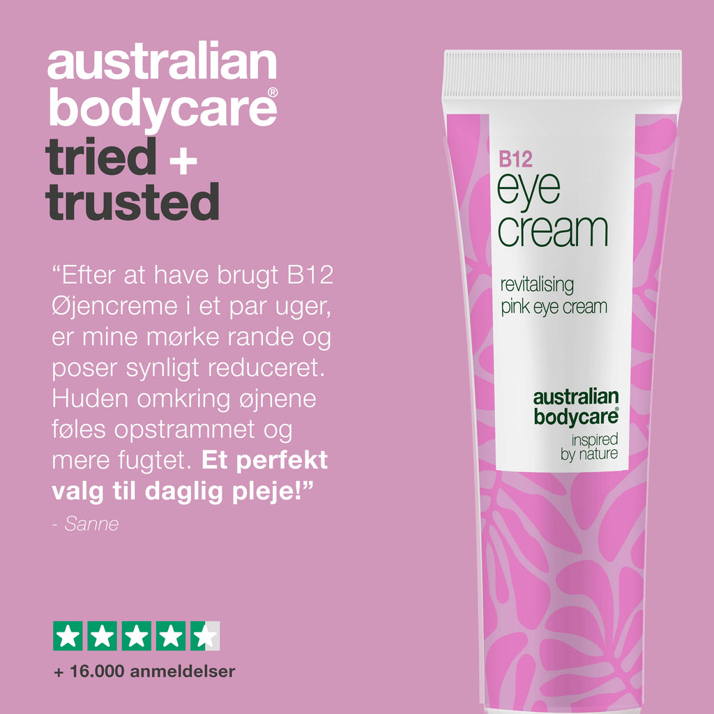 B12 Øjencreme mod poser, mørke rander og fine linjer — B12 øjencreme, der effektivt reducerer poser, mørke rande og fine linjer. Fugtgivende og opstrammende.