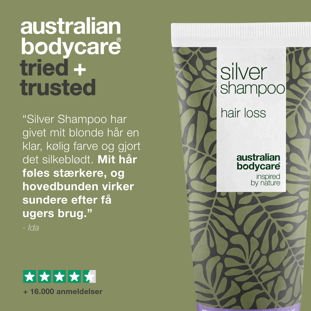 Silver Shampoo – Støtter sund hårvækst og fjerner gule skær — Neutraliser gule toner med Silver Shampoo. Styrker håret og fremmer en sund hovedbund. Ideel til blondt og gråt hår.