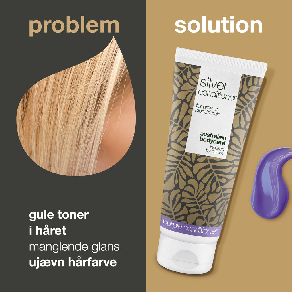 Silver Conditioner til gråt og blondt hår mod gule toner — Balsam med violette pigmenter fjerner gule toner og fremhæver kolde nuancer. Giver glans og styrker håret. Til både naturligt og farvet hår.