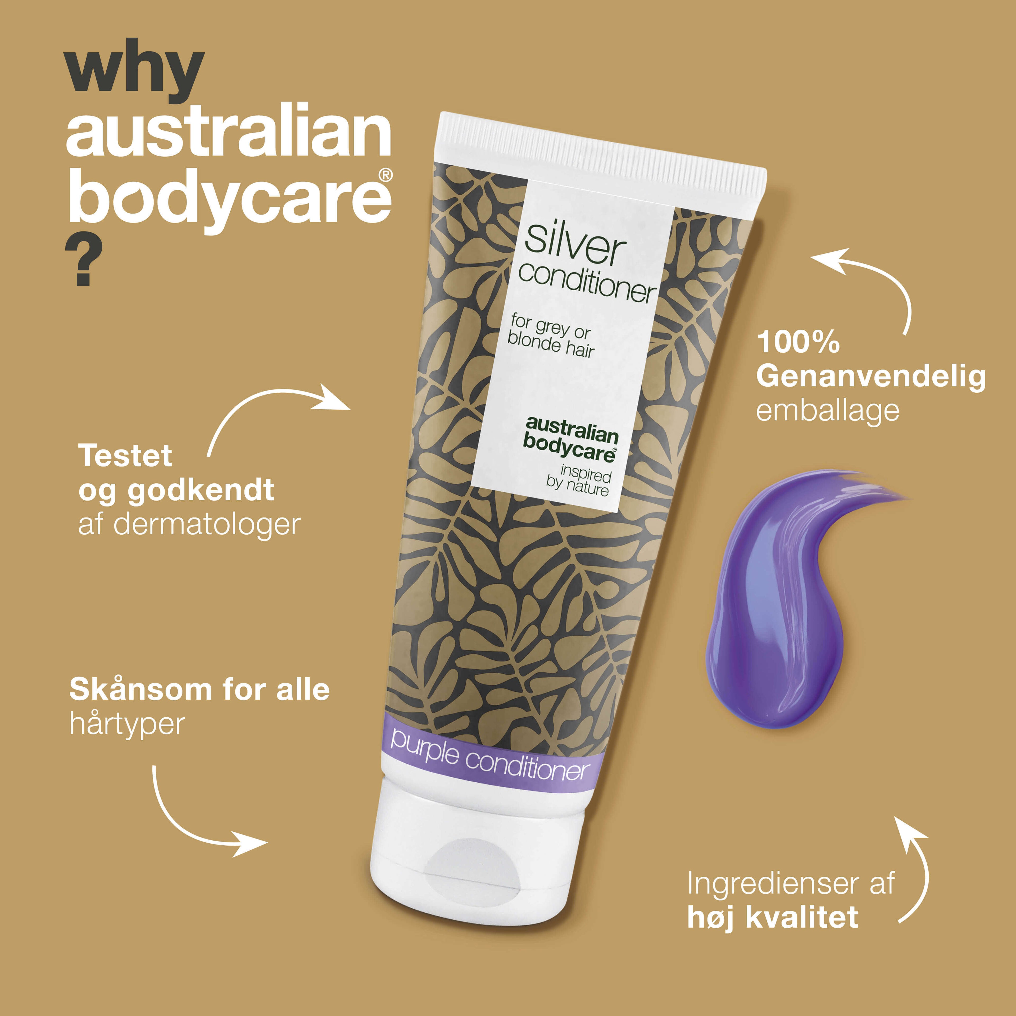 Silver Conditioner til gråt og blondt hår mod gule toner — Balsam med violette pigmenter fjerner gule toner og fremhæver kolde nuancer. Giver glans og styrker håret. Til både naturligt og farvet hår.