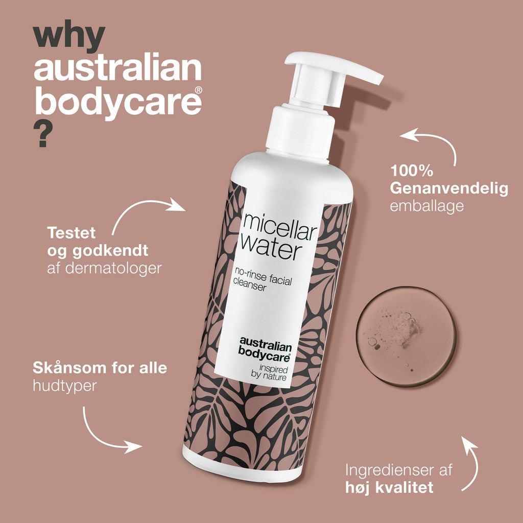 Micellar Water – Effektiv rens til uren og fedtet hud — Micellar Water fjerner makeup, snavs og overskydende olie. Perfekt til uren hud og daglig ansigtsrens.