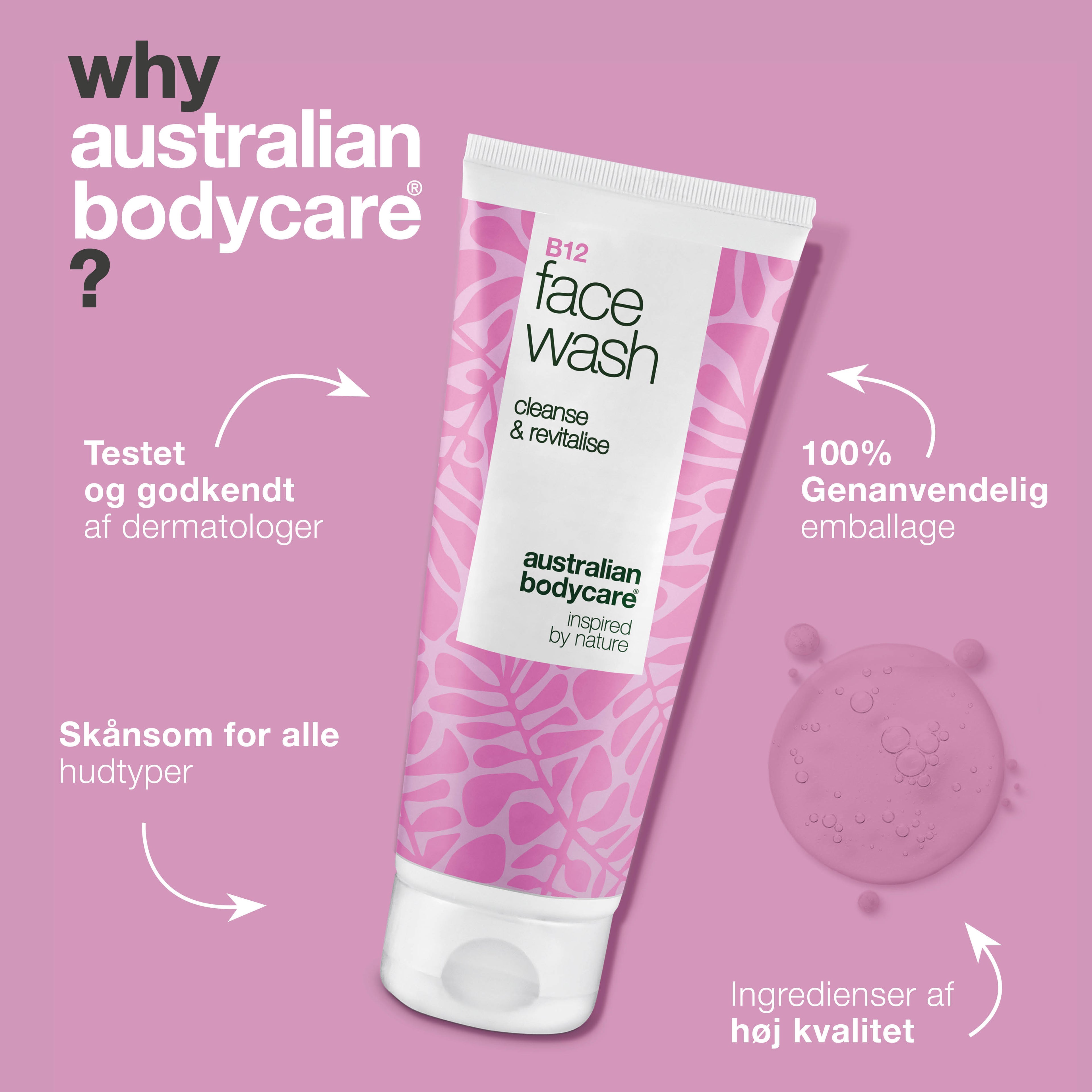 B12 Face Wash – Daglig ansigtsrens mod snavs og urenheder — Effektiv B12 ansigtsvask, der fjerner makeup og urenheder. Få en ren og velplejet hud med naturlig glød.