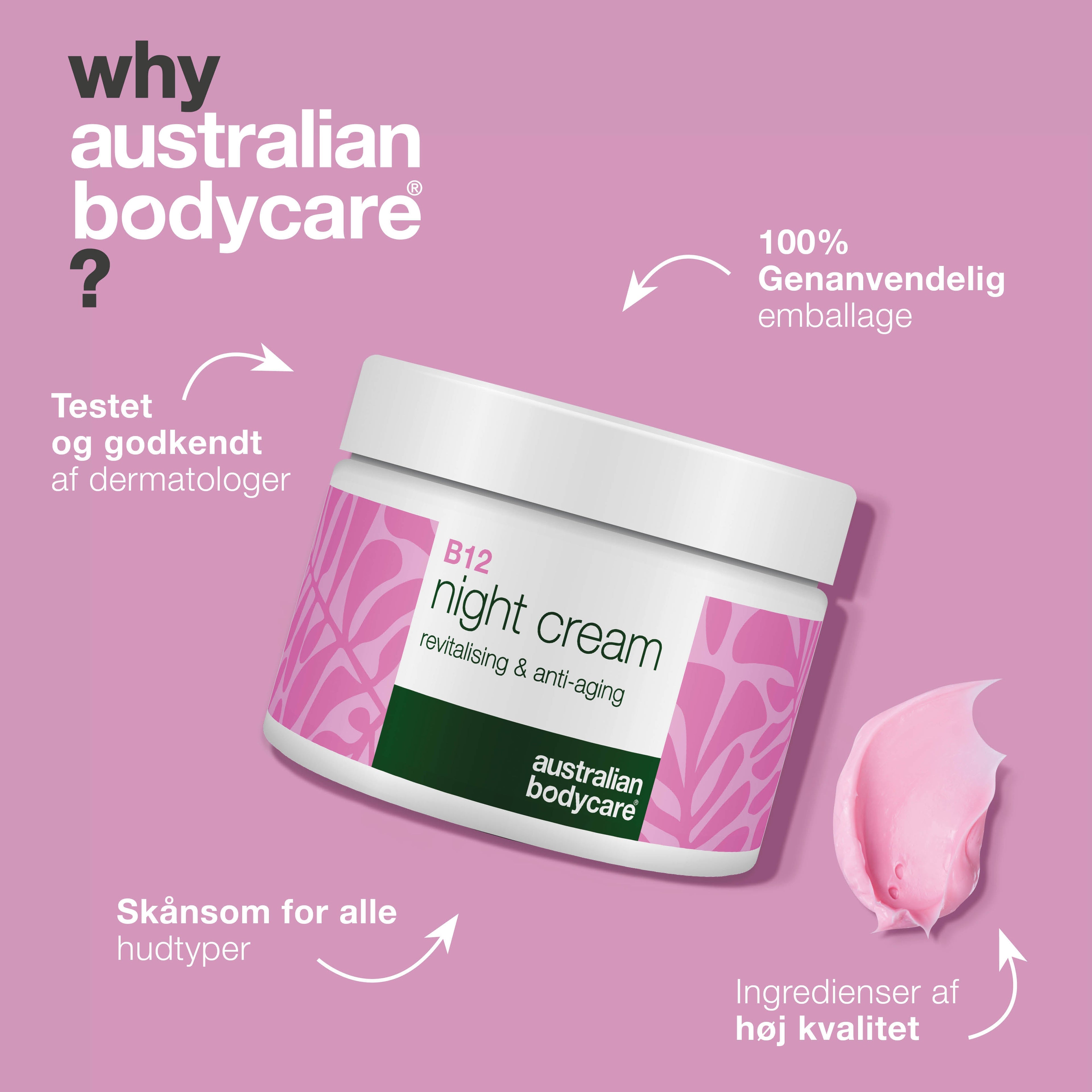 B12 Natcreme – Næring og Anti-Age til Blød og Strålende Hud — B12 Natcreme fugter, opstrammer og fornyer huden med naturlig glød.