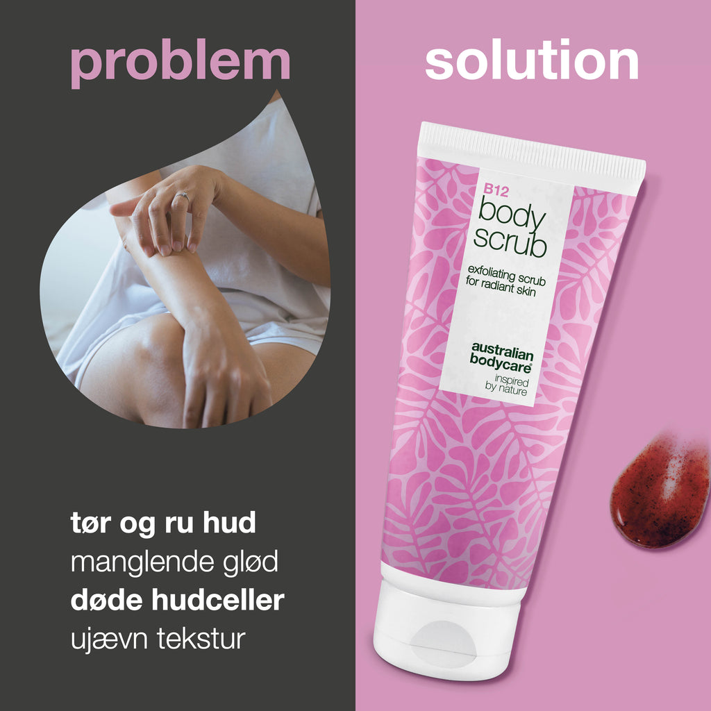 B12 Body Scrub – Eksfoliér og fugt for en blød, strålende hud — Få en fornyet hud med B12 Body Scrub. Eksfolierer og fugter, så huden efterlades blød, glat og strålende.