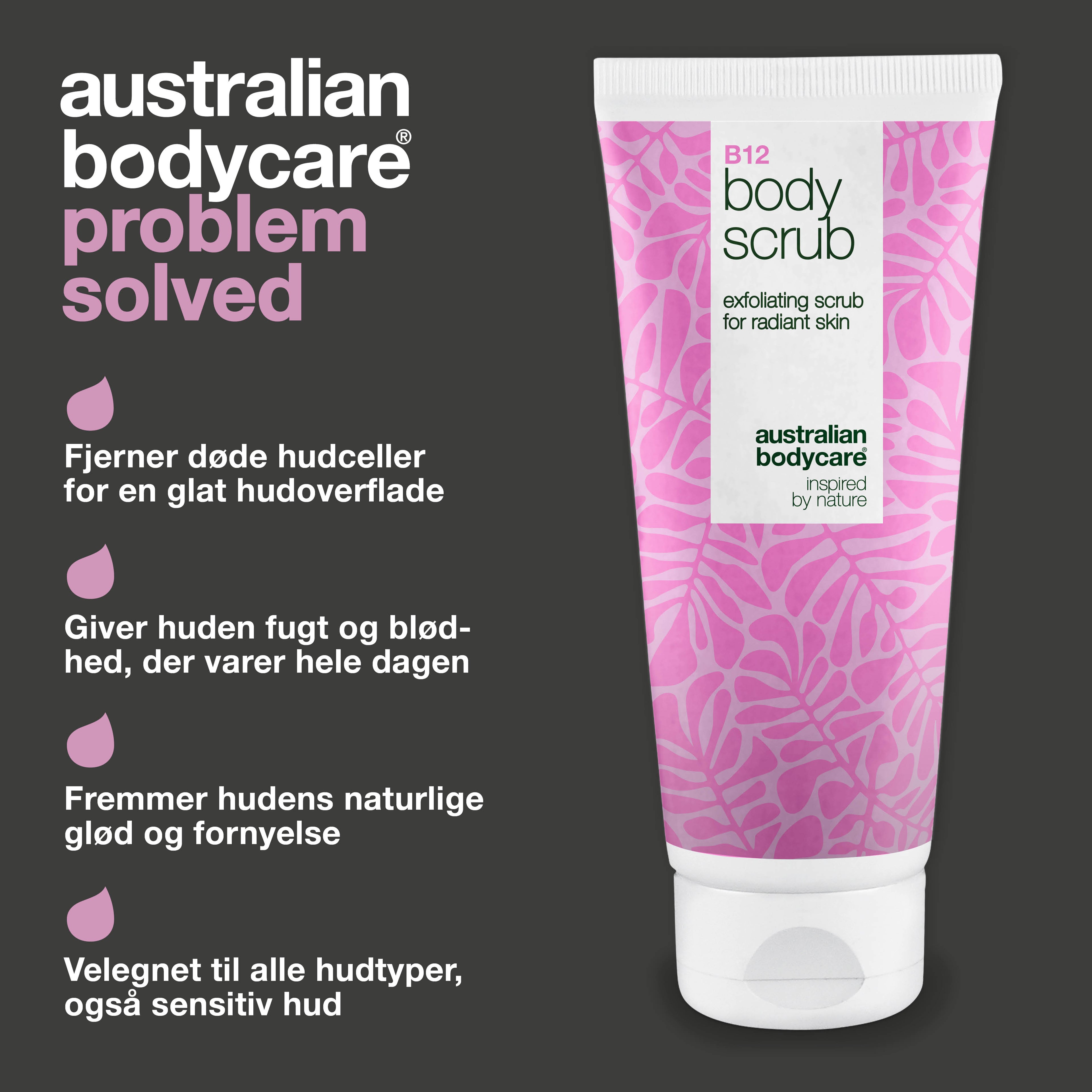 B12 Body Scrub – Eksfoliér og fugt for en blød, strålende hud — Få en fornyet hud med B12 Body Scrub. Eksfolierer og fugter, så huden efterlades blød, glat og strålende.