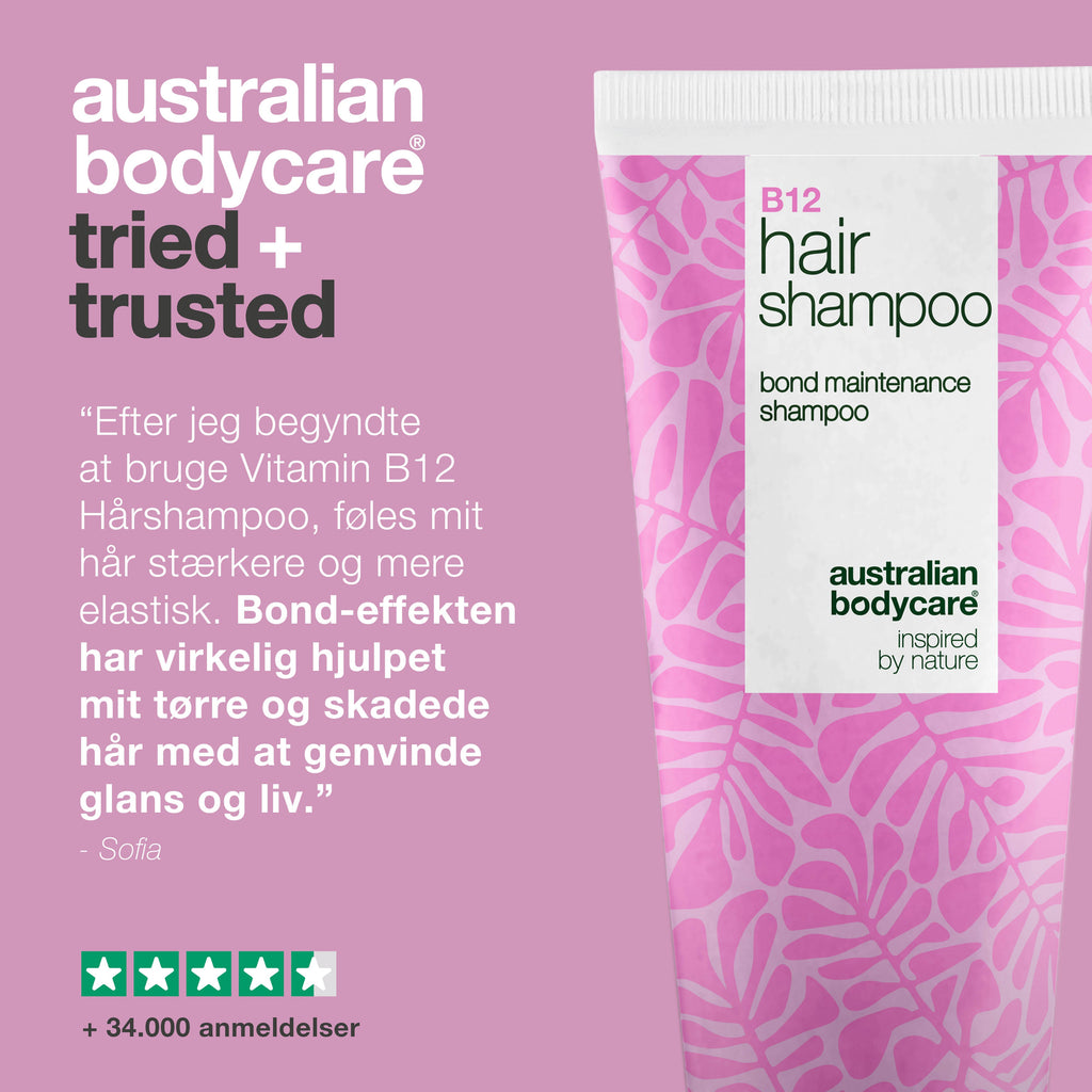 Vitamin B12 Hårshampoo – styrker og reparerer skadet hår — Vitamin B12 Hårshampoo plejer tørt, svækket hår og beskytter med bond-effekt. Beriget med Vitamin B12, Elaya Renova™ og Glycerin.