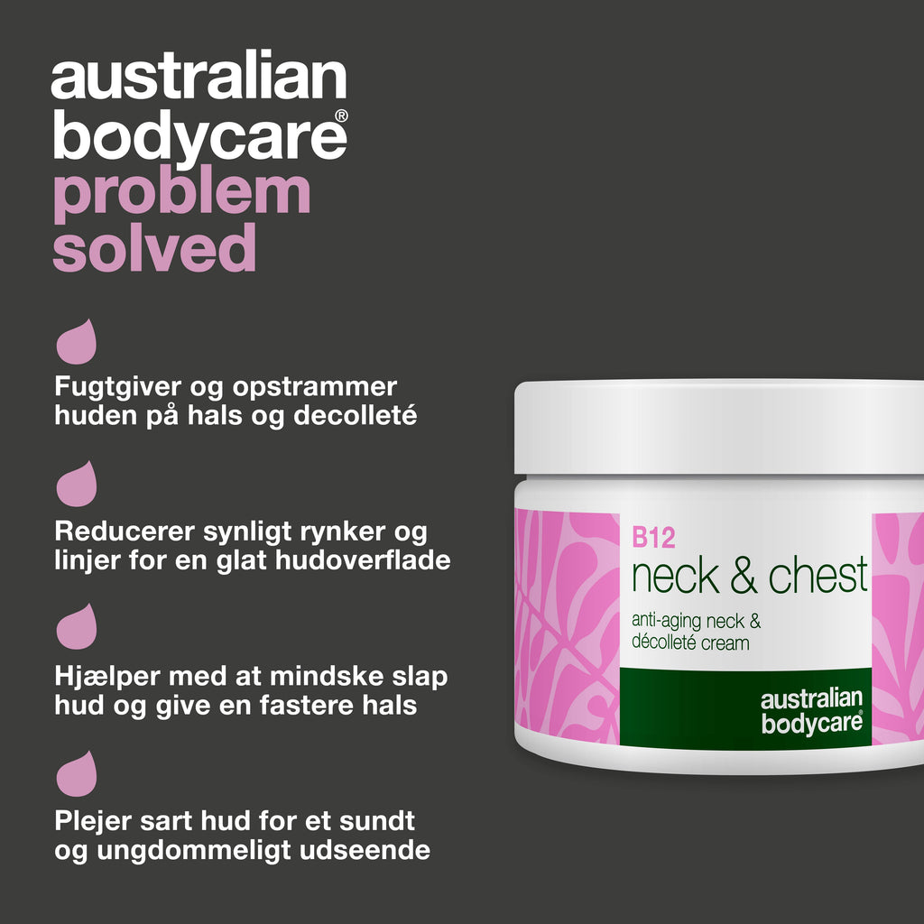 B12 Creme til Hals og Bryst – Reducer rynker og slap hud — B12 Hals- og Dekolletécreme fugter, opstrammer og mindsker rynker. For en glat og ungdommelig hud.