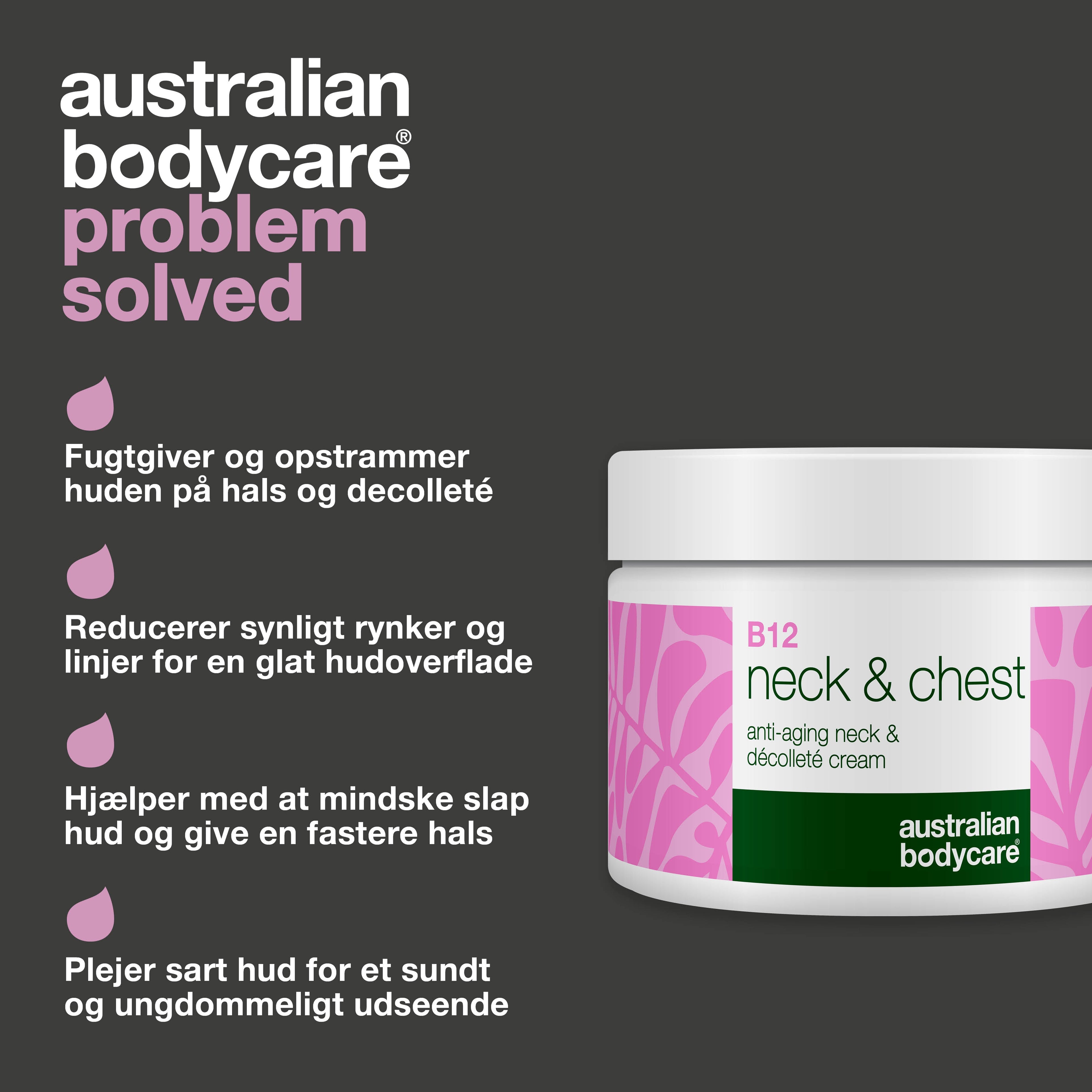 B12 Creme til Hals og Bryst – Reducer rynker og slap hud — B12 Hals- og Dekolletécreme fugter, opstrammer og mindsker rynker. For en glat og ungdommelig hud.