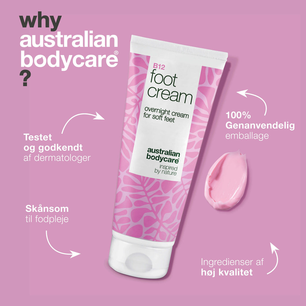 Fodcreme med B12 vitamin – blødgør hård hud og fugter — Fodcreme med B12 vitamin og 10% urea til tørre fødder. Fugter og blødgør huden. Perfekt som natcreme eller efter et fodbad.