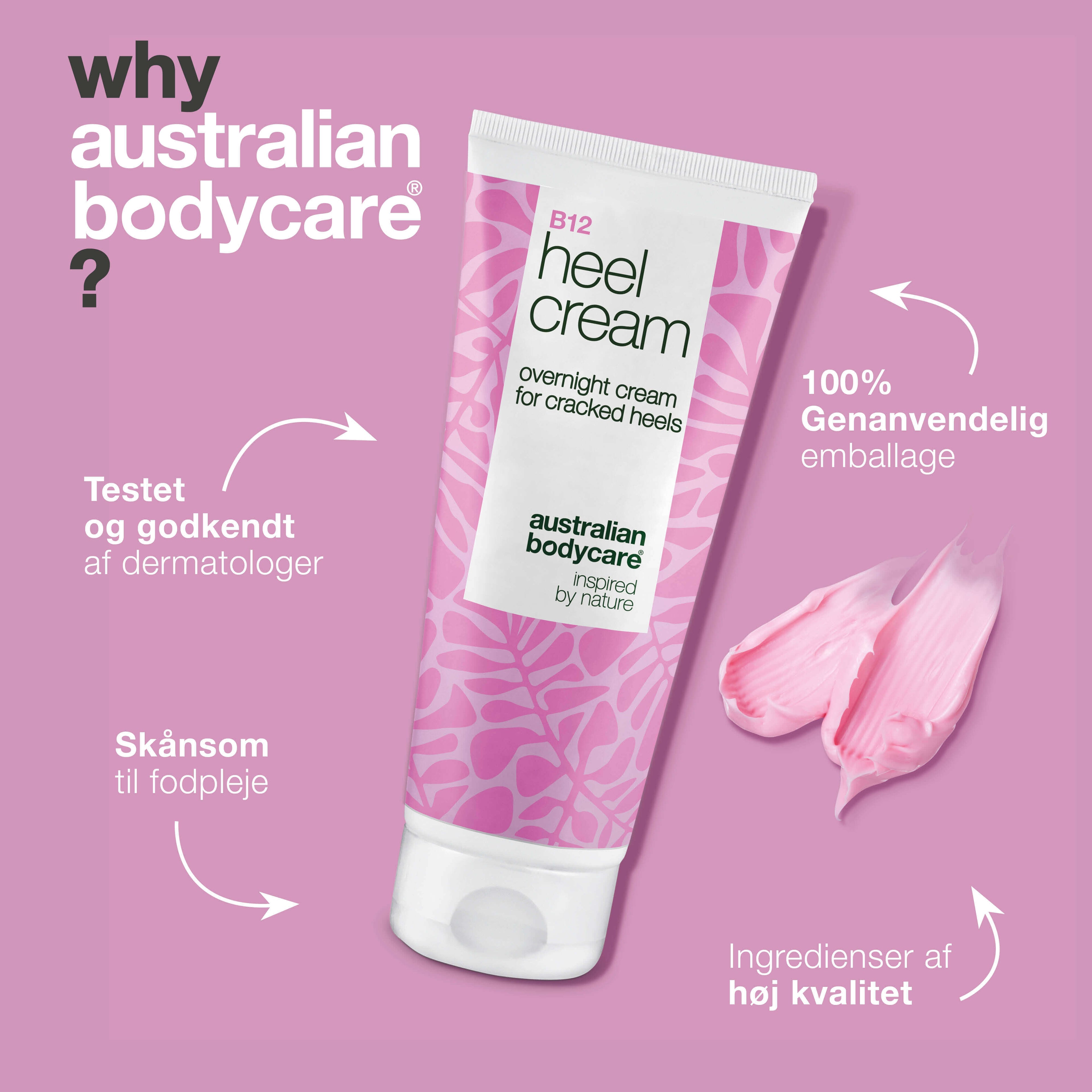 Intensiv hælpleje med 25% urea og B12-vitamin — Få sunde og bløde fødder med denne hælcreme. Fugter og reparerer tør hud med 25% urea og B12-vitamin.
