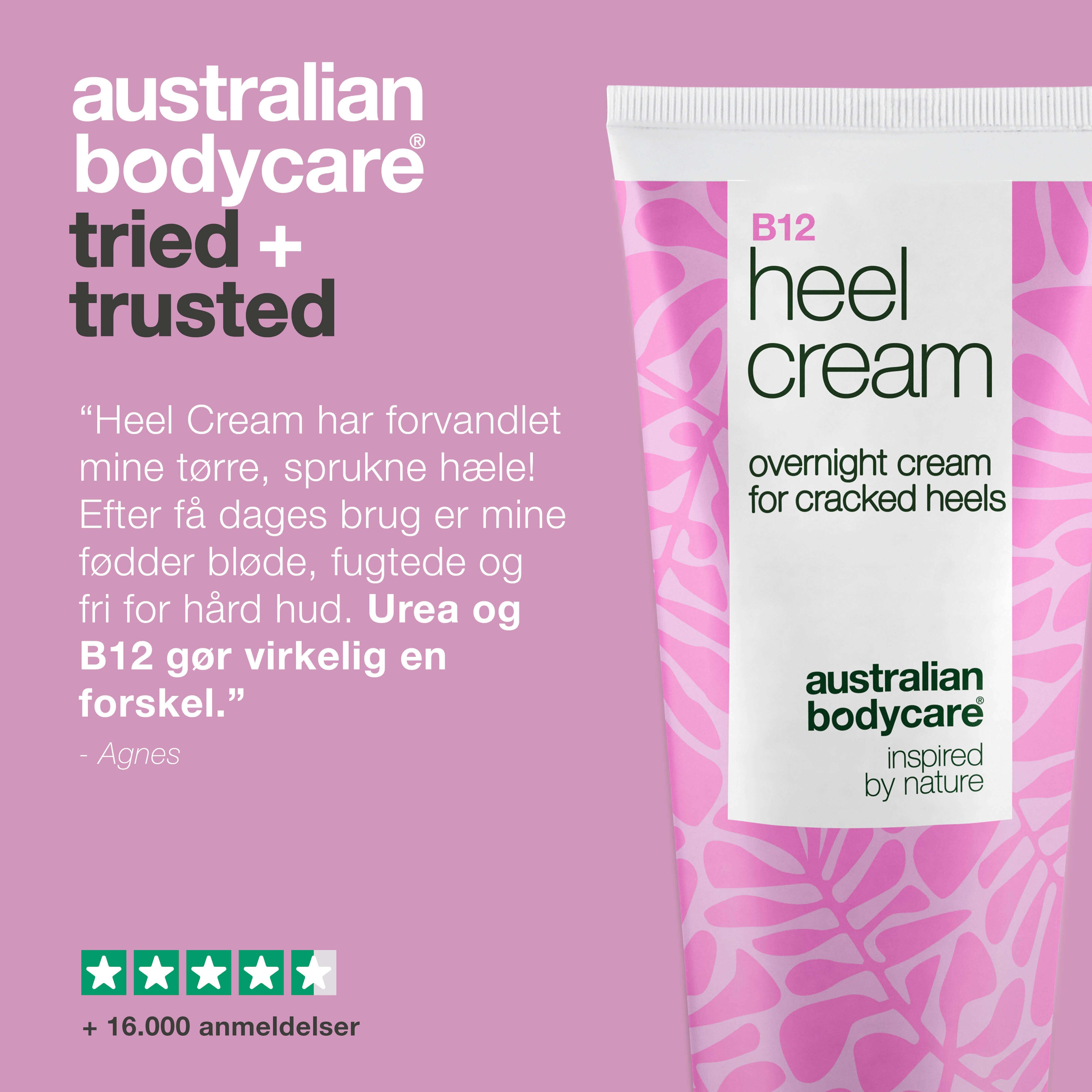 Intensiv hælpleje med 25% urea og B12-vitamin — Få sunde og bløde fødder med denne hælcreme. Fugter og reparerer tør hud med 25% urea og B12-vitamin.