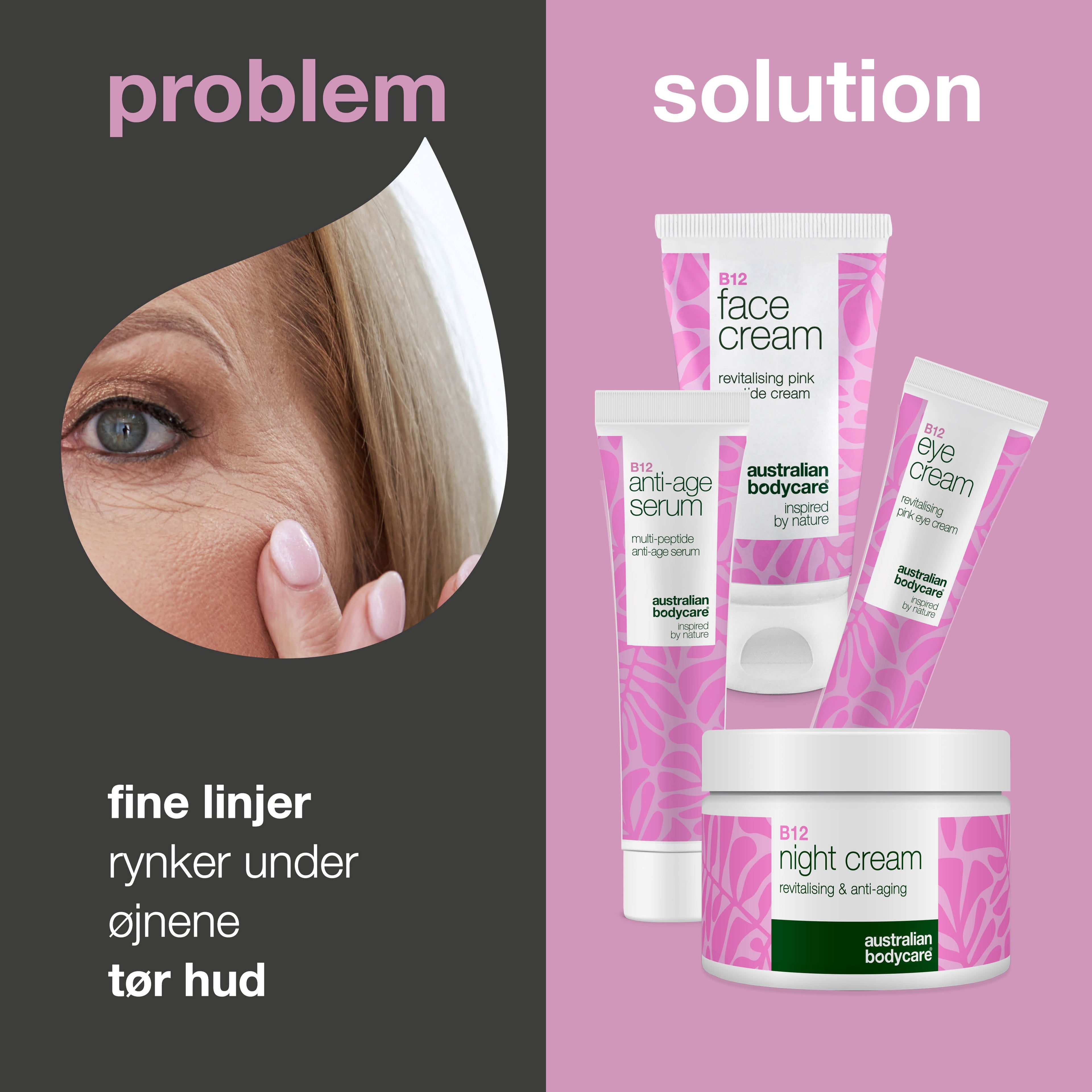 Hudplejesæt med B12 – Reducér rynker og få ungdommelig glød — 4 produkter med B12 til anti-age effekt. Få fastere hud og ungdommelig glød.
