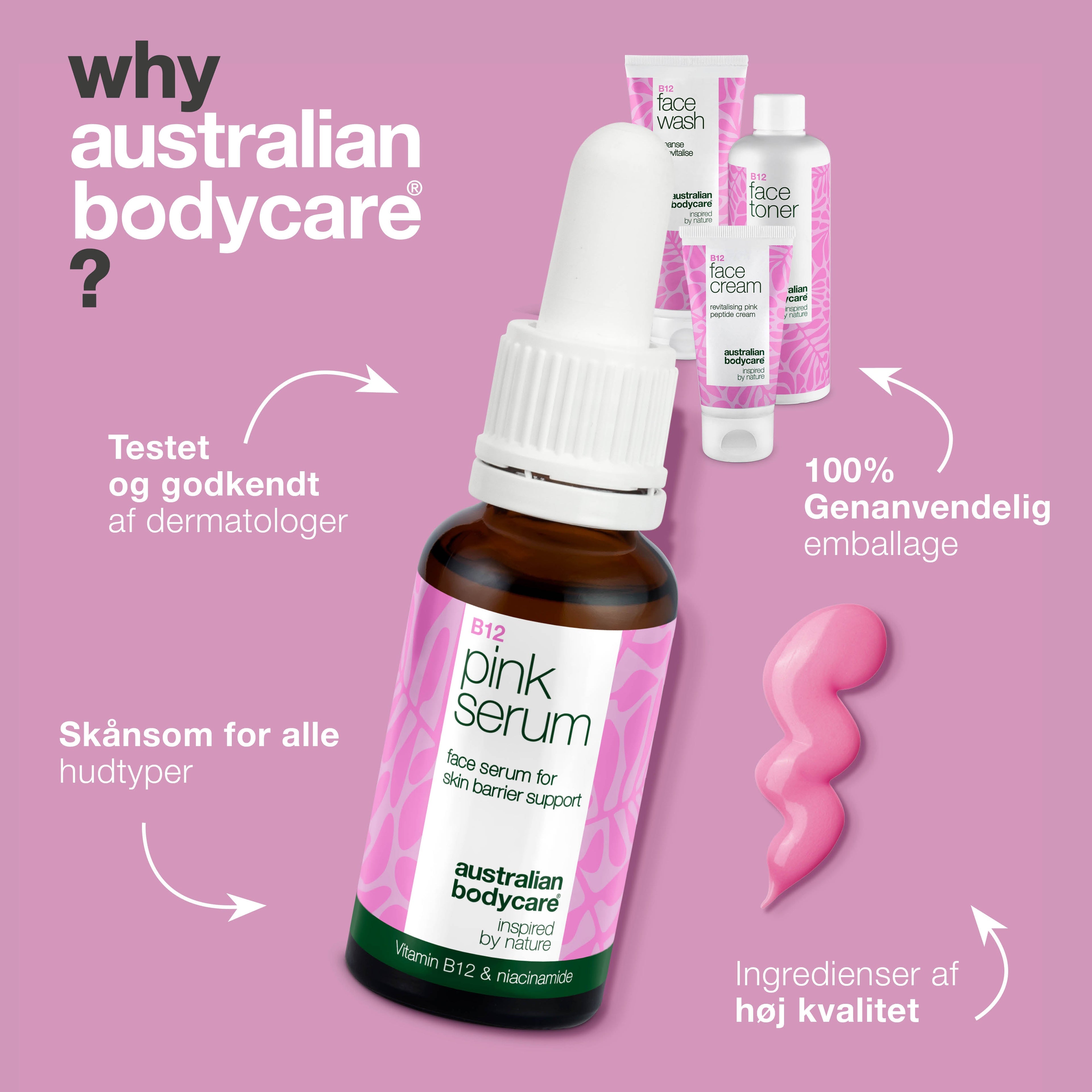 B12 Hudpleje til overgangsalderen – Revitaliser din hud — Giv din hud i overgangsalderen nyt liv med vores B12 sæt, der genopretter fugt og elasticitet.