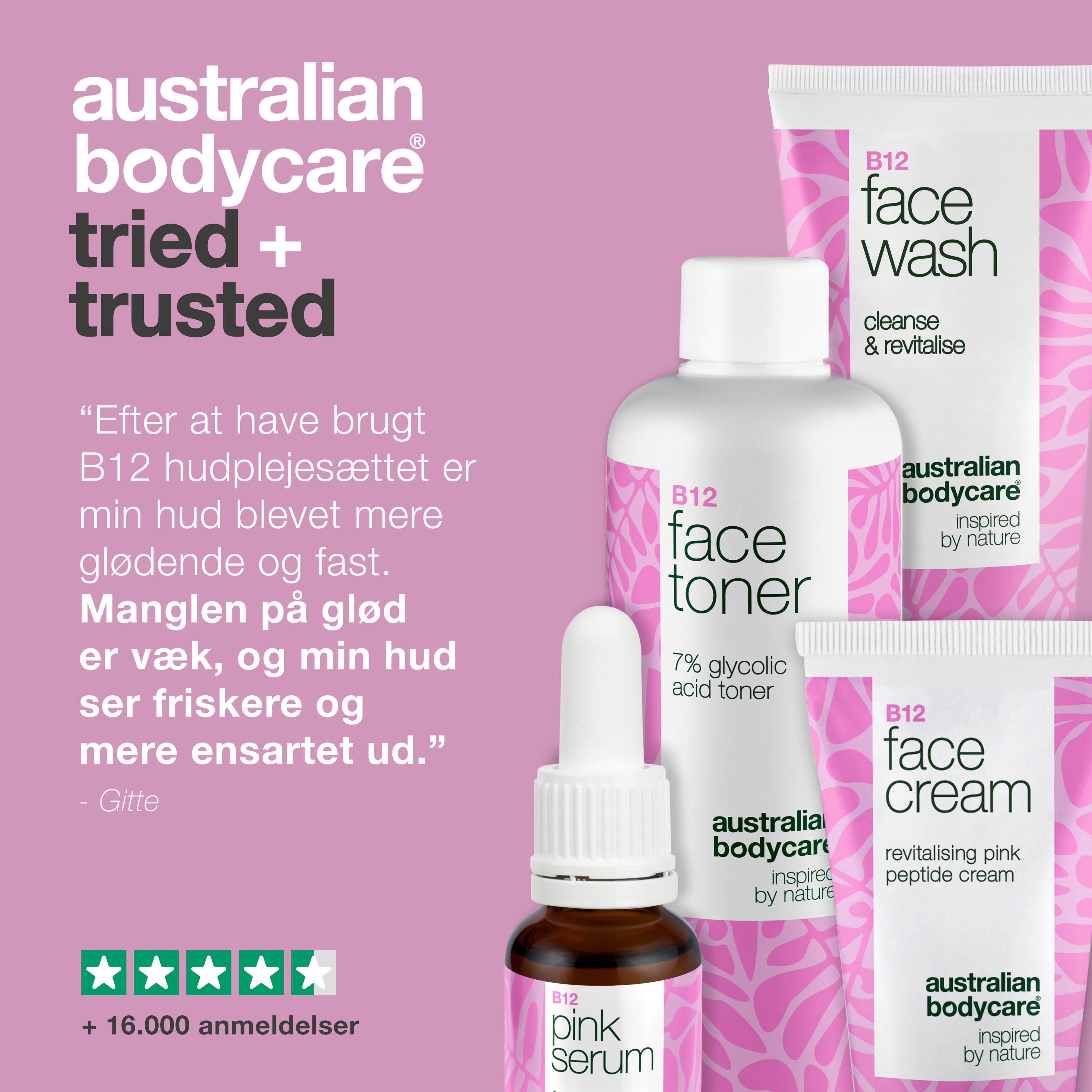B12 Hudpleje til overgangsalderen – Revitaliser din hud — Giv din hud i overgangsalderen nyt liv med vores B12 sæt, der genopretter fugt og elasticitet.
