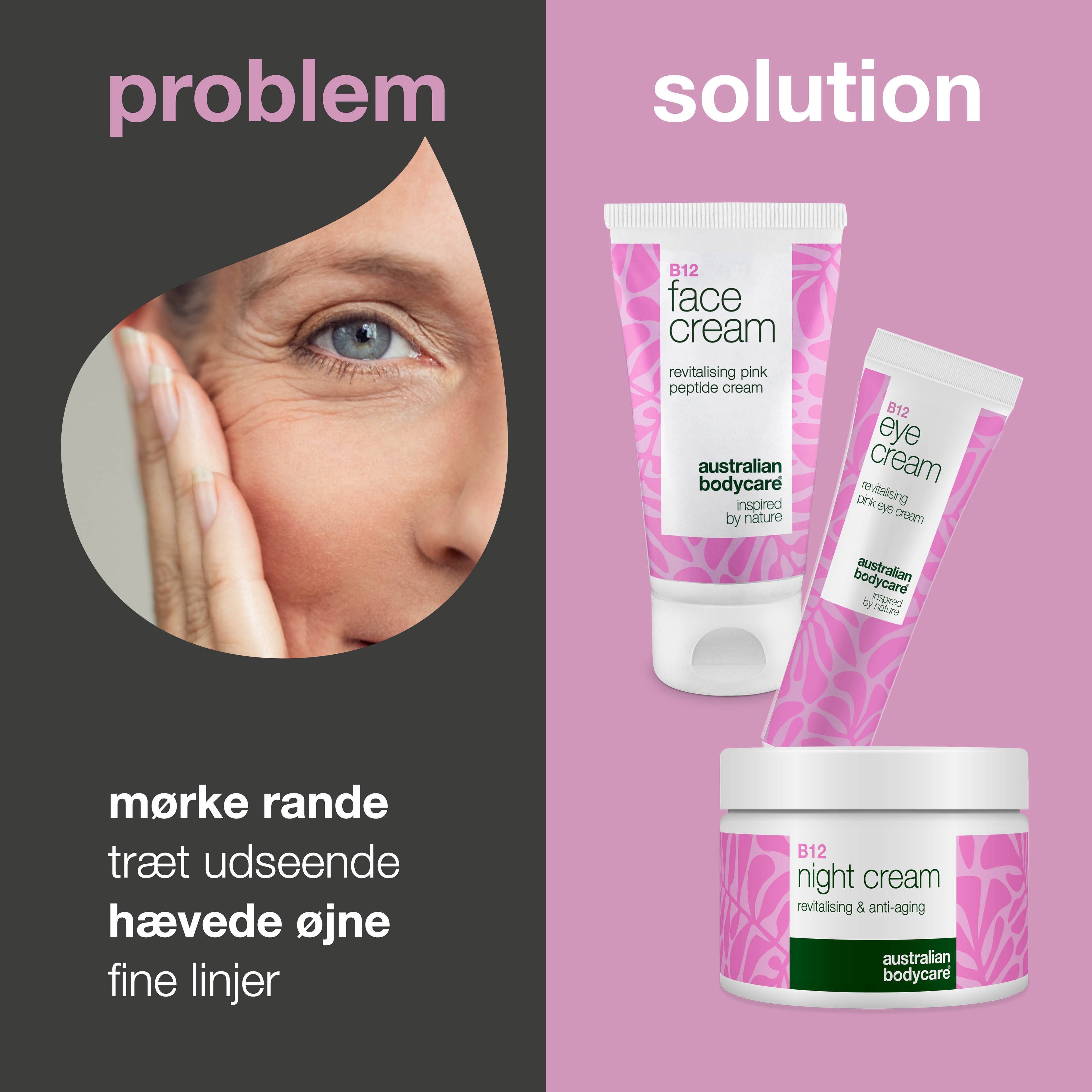 B12 Øjenplejesæt mod poser og mørke rande — Effektivt B12-sæt mod mørke rande og poser. Giver fugt og fornyet glød til øjenområdet.