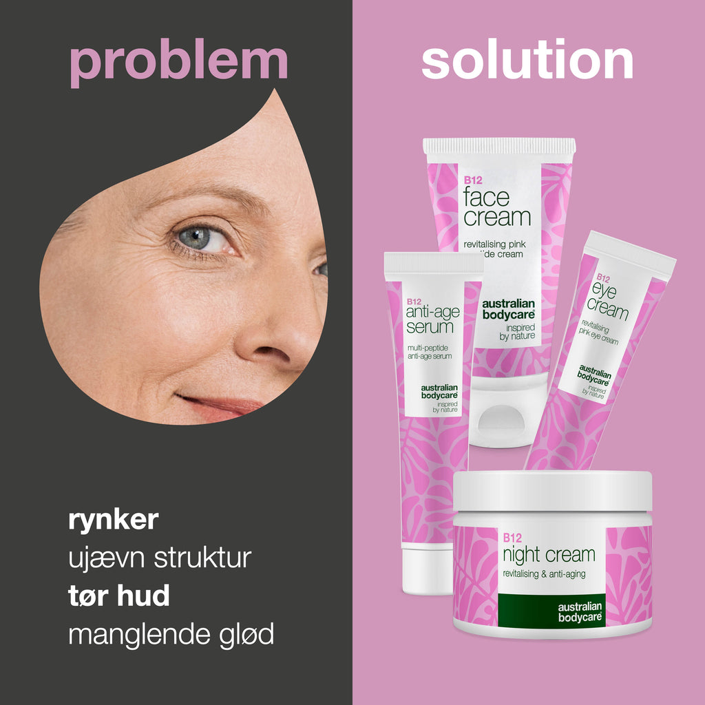 Rynker under øjnene? Effektivt B12 hudplejesæt — Effektiv hudpleje med B12, hyaluronsyre og peptider for ungdommelig hud.