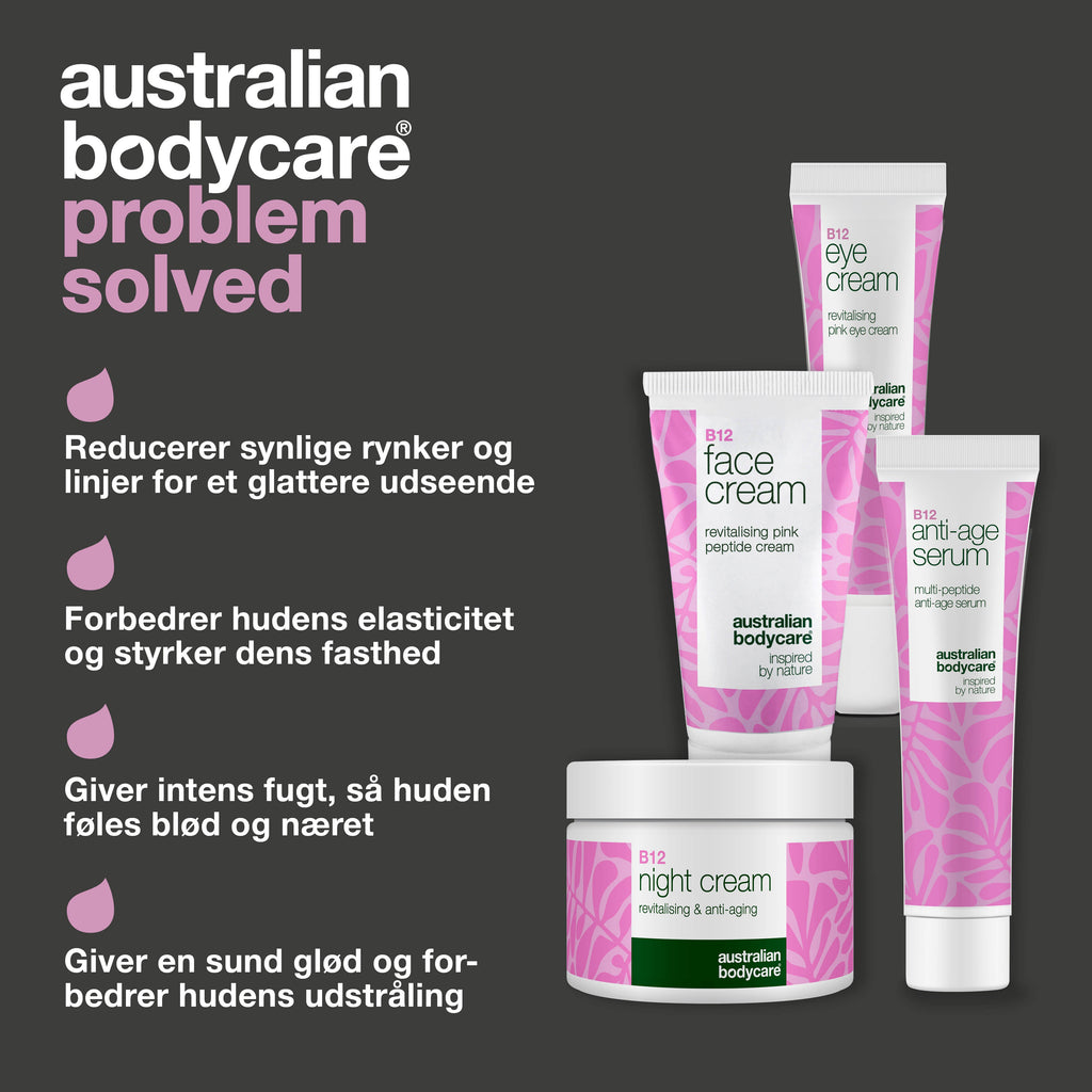 Rynker under øjnene? Effektivt B12 hudplejesæt — Effektiv hudpleje med B12, hyaluronsyre og peptider for ungdommelig hud.