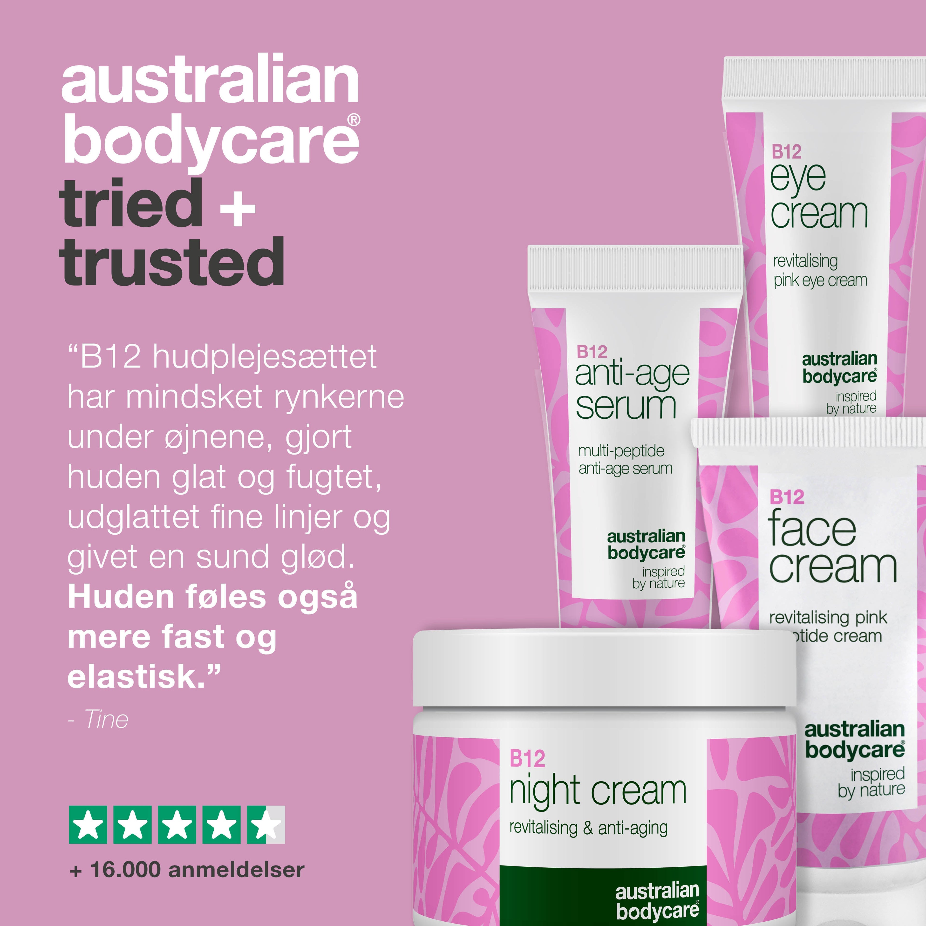 Rynker under øjnene? Effektivt B12 hudplejesæt — Effektiv hudpleje med B12, hyaluronsyre og peptider for ungdommelig hud.