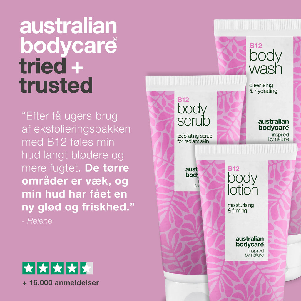 Eksfoliering med B12 for glat og strålende hud — Fjern døde hudceller og få en silkeblød, fugtet hud med B12.