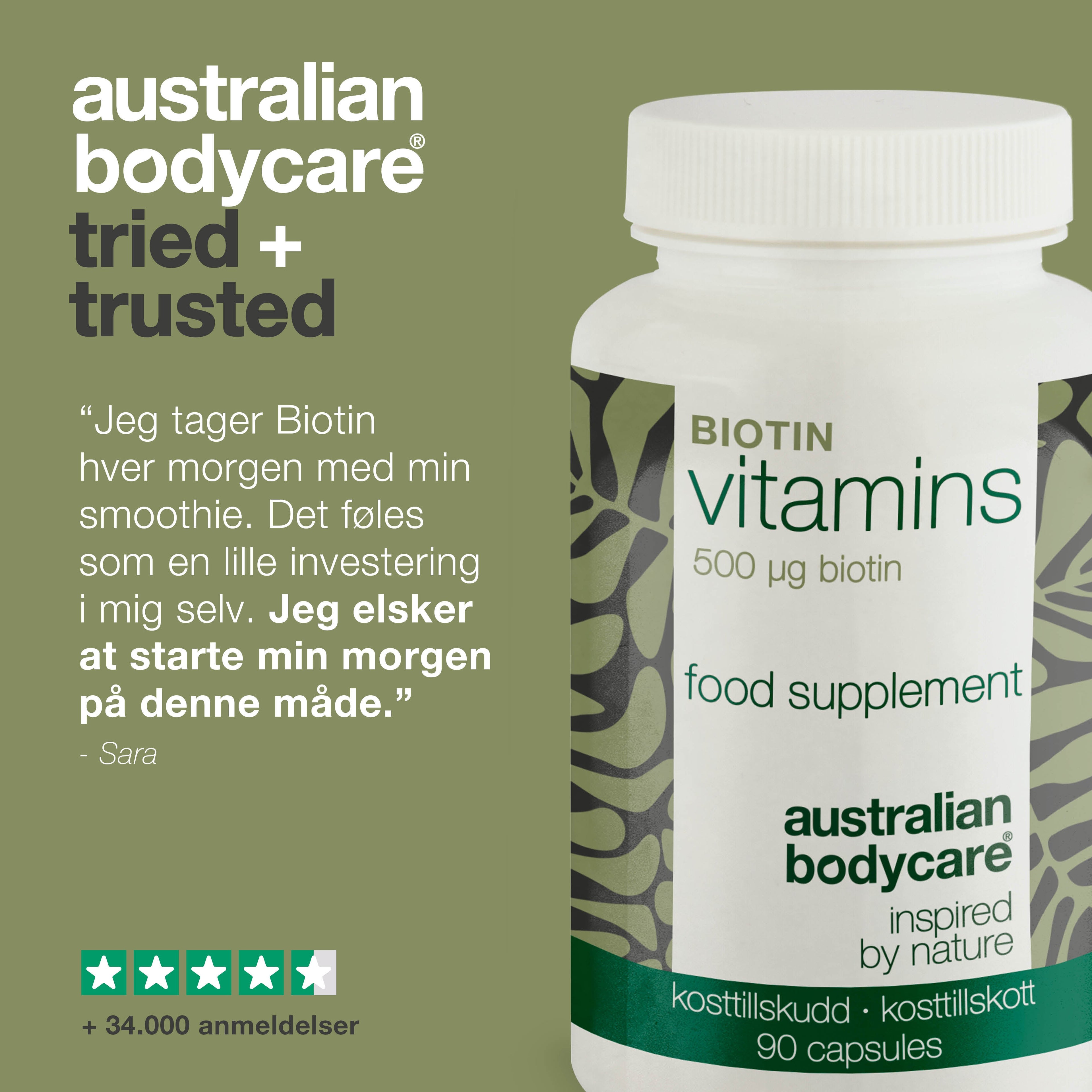 Biotin 500 µg – kosttilskud med vitamin B7 – 90 stk. — Biotin 500 µg med vitamin B7 – 90 tabletter til hud, hår og slimhinder. Indeholder biotin, Medicago sativa og vegetabilsk cellulose.