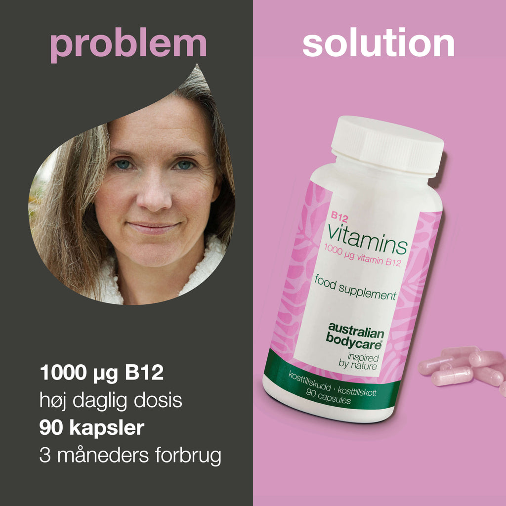 B12 Vitamin Kosttilskud – 90 veganske kapsler à 1000 µg — Vitamin B12 i høj dosis – 1000 µg pr. kapsel. 90 stk. kosttilskud velegnet til veganere. 90 Dages forbrug.