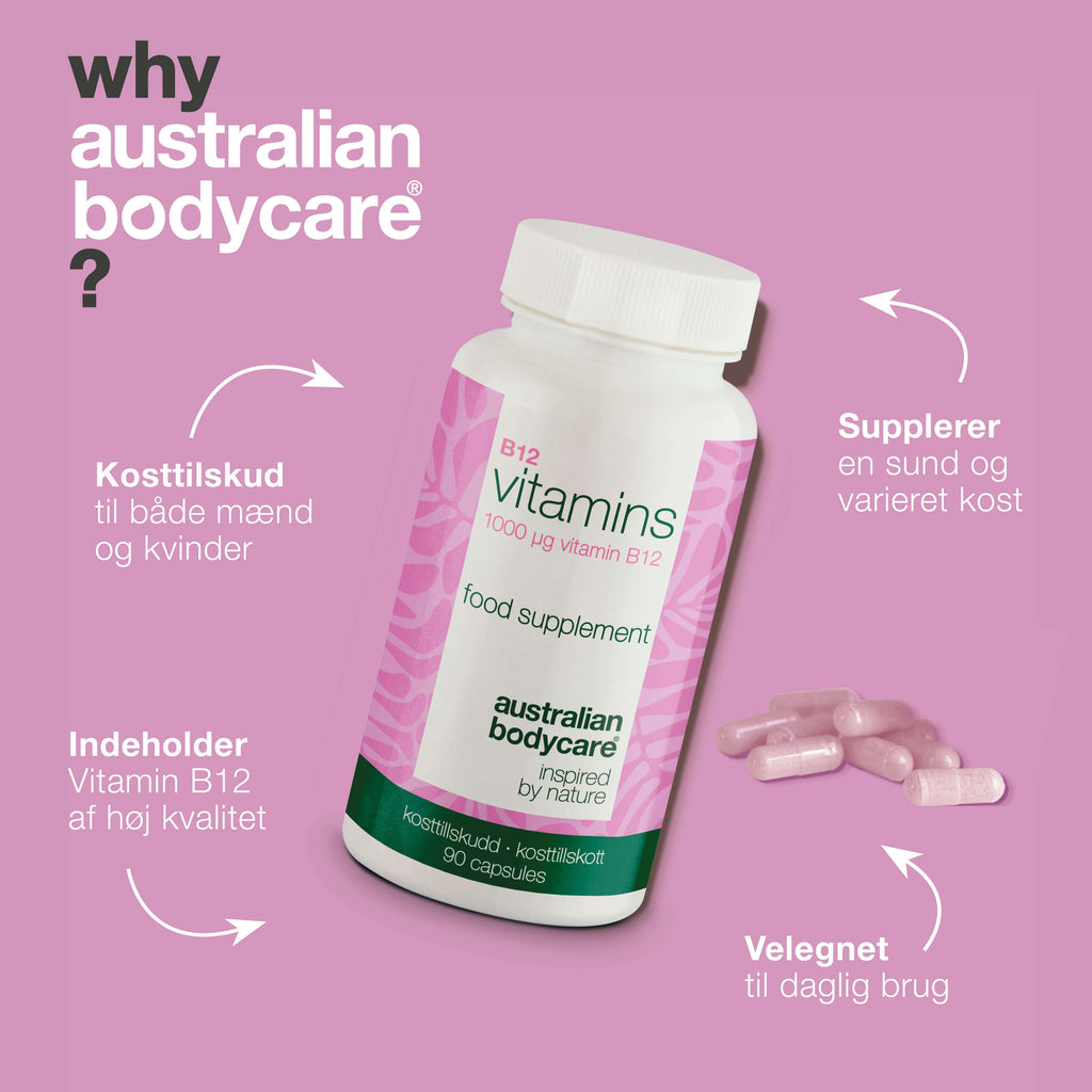B12 Vitamin Kosttilskud – 90 veganske kapsler à 1000 µg — Vitamin B12 i høj dosis – 1000 µg pr. kapsel. 90 stk. kosttilskud velegnet til veganere. 90 Dages forbrug.