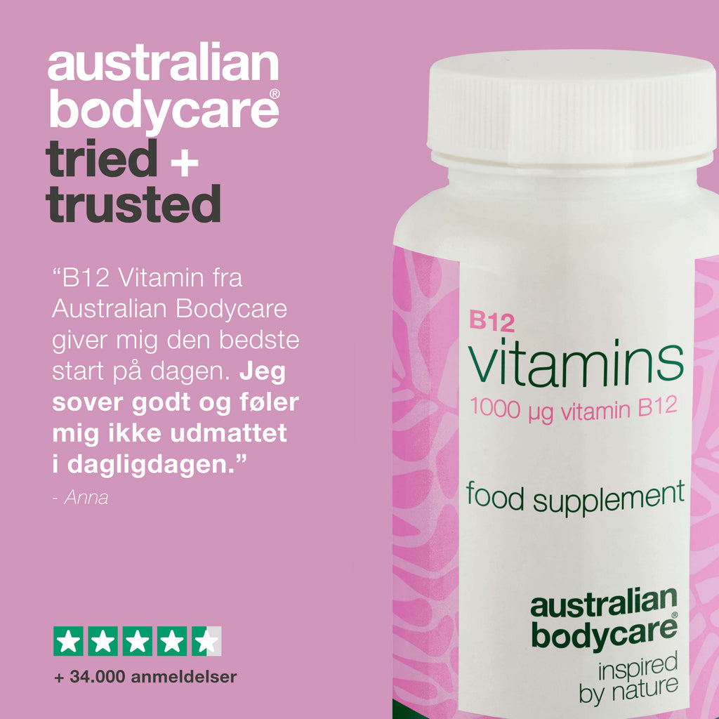 B12 Vitamin Kosttilskud – 90 veganske kapsler à 1000 µg — Vitamin B12 i høj dosis – 1000 µg pr. kapsel. 90 stk. kosttilskud velegnet til veganere. 90 Dages forbrug.