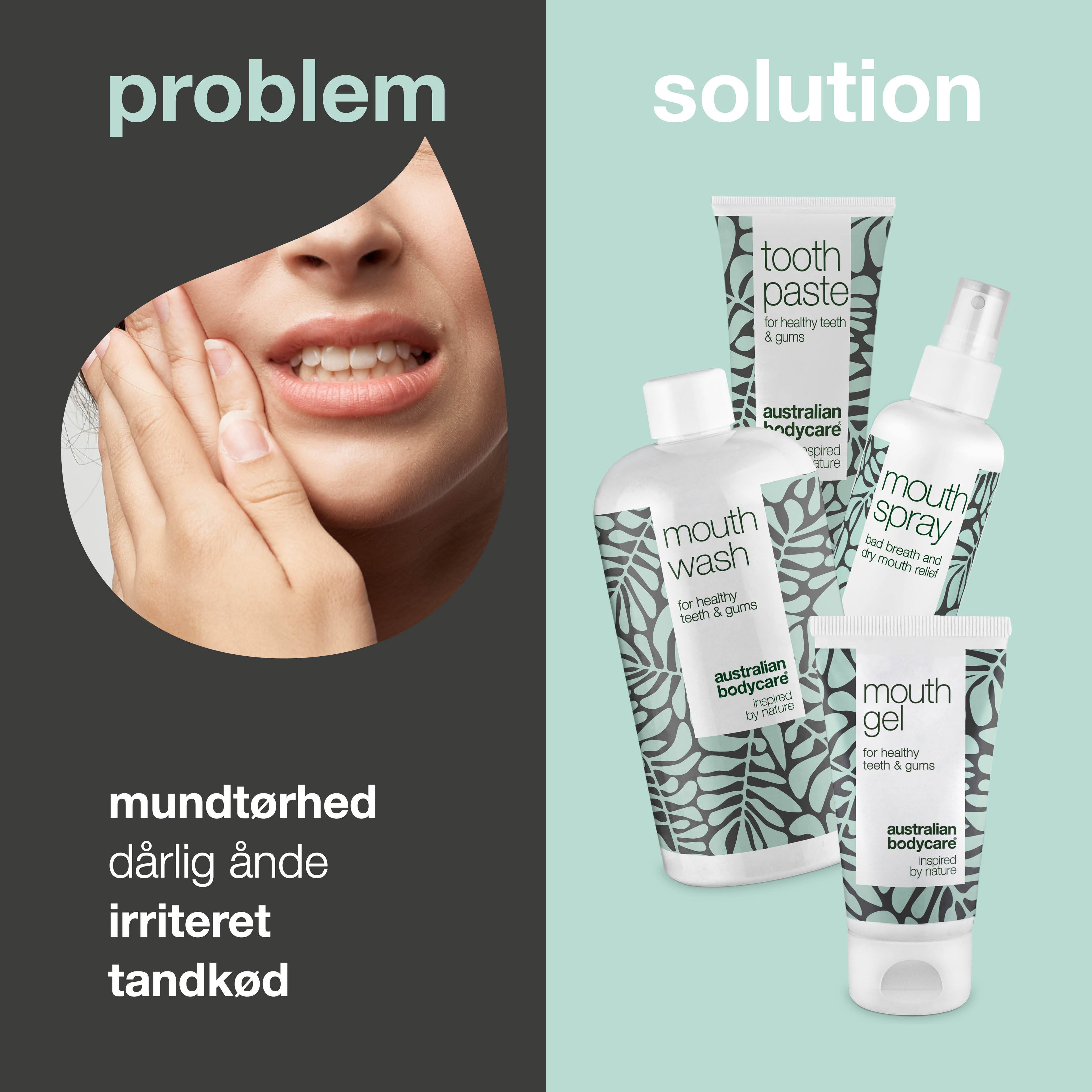 4-pak til mundtørhed — 4 fugtgivende produkter til pleje ved tør mund